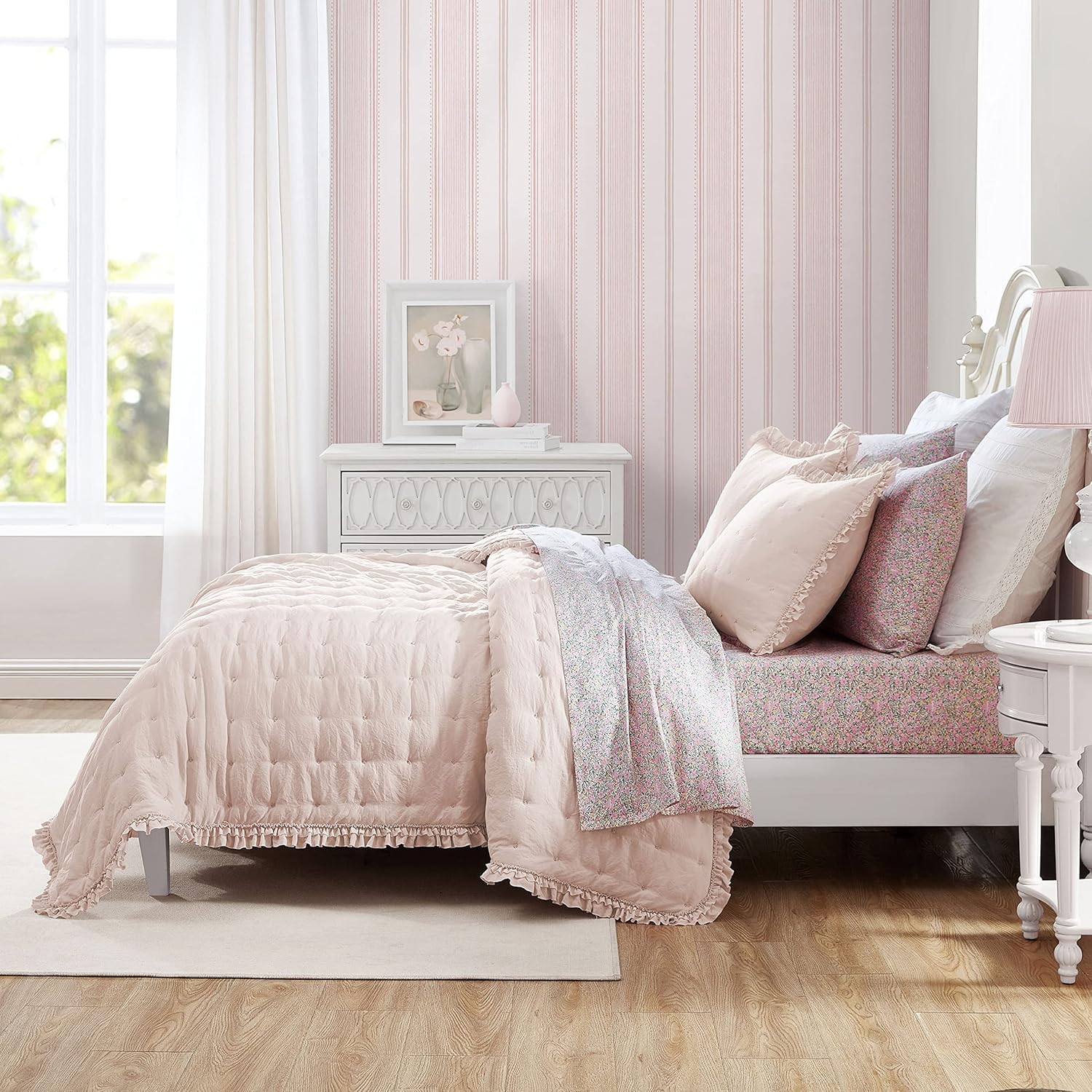 Laura Ashley Twin Quilt Set Reversible Bedding Set