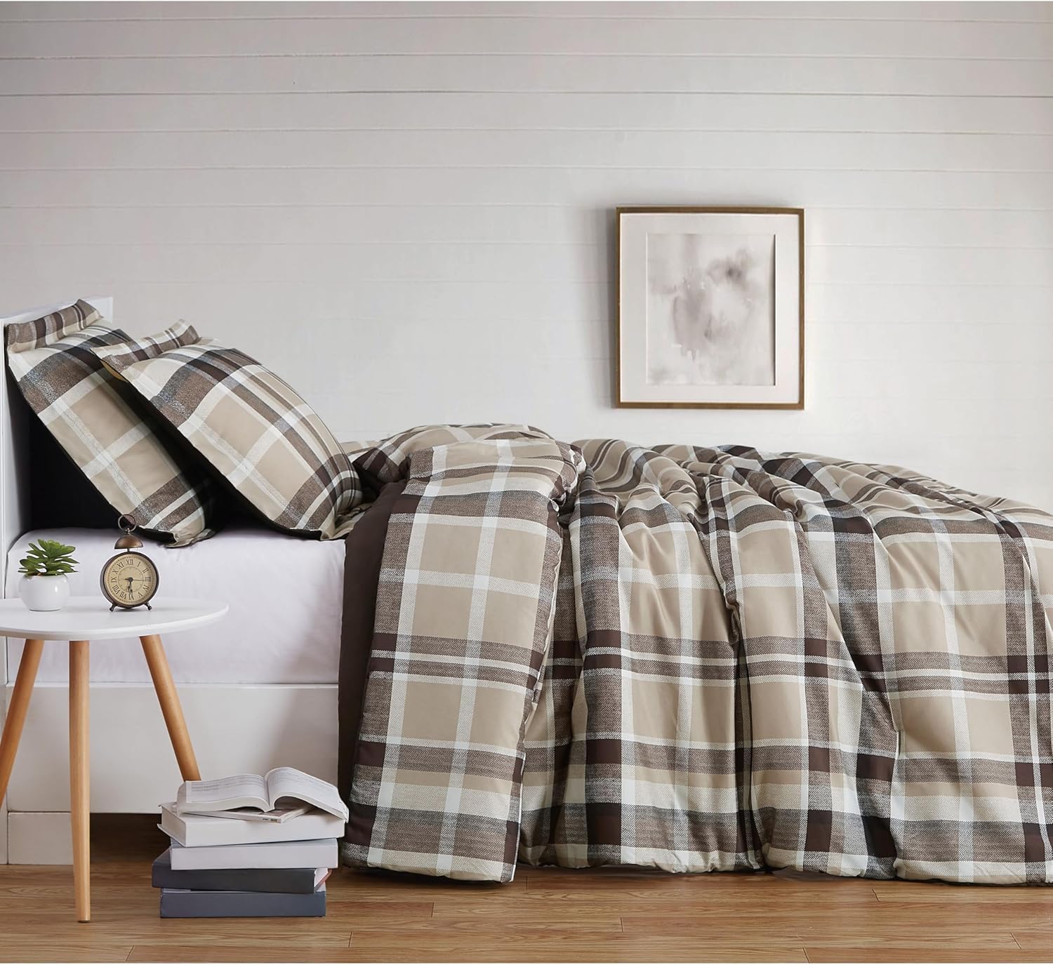 TRULY SOFT Paulette Plaid Taupe Twin XL Comforter Set