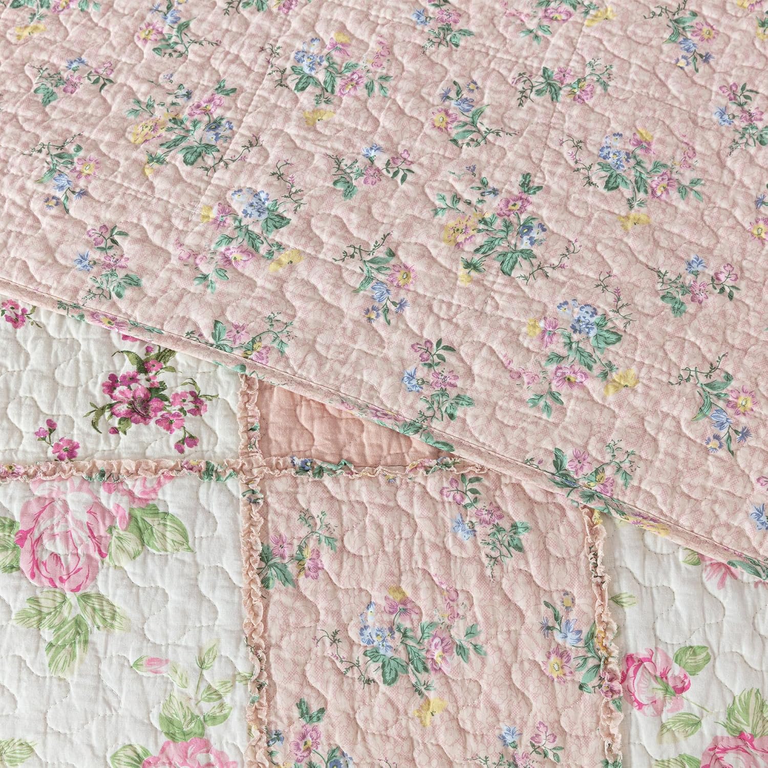 Chezmoi Abbi 2-Piece Pink Shabby Chic Quilt Set Twin Size