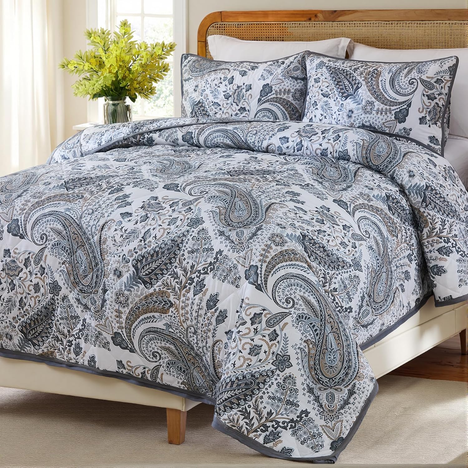 Cozaline 100 Cotton King Quilt Set with 2 Pillowcases
