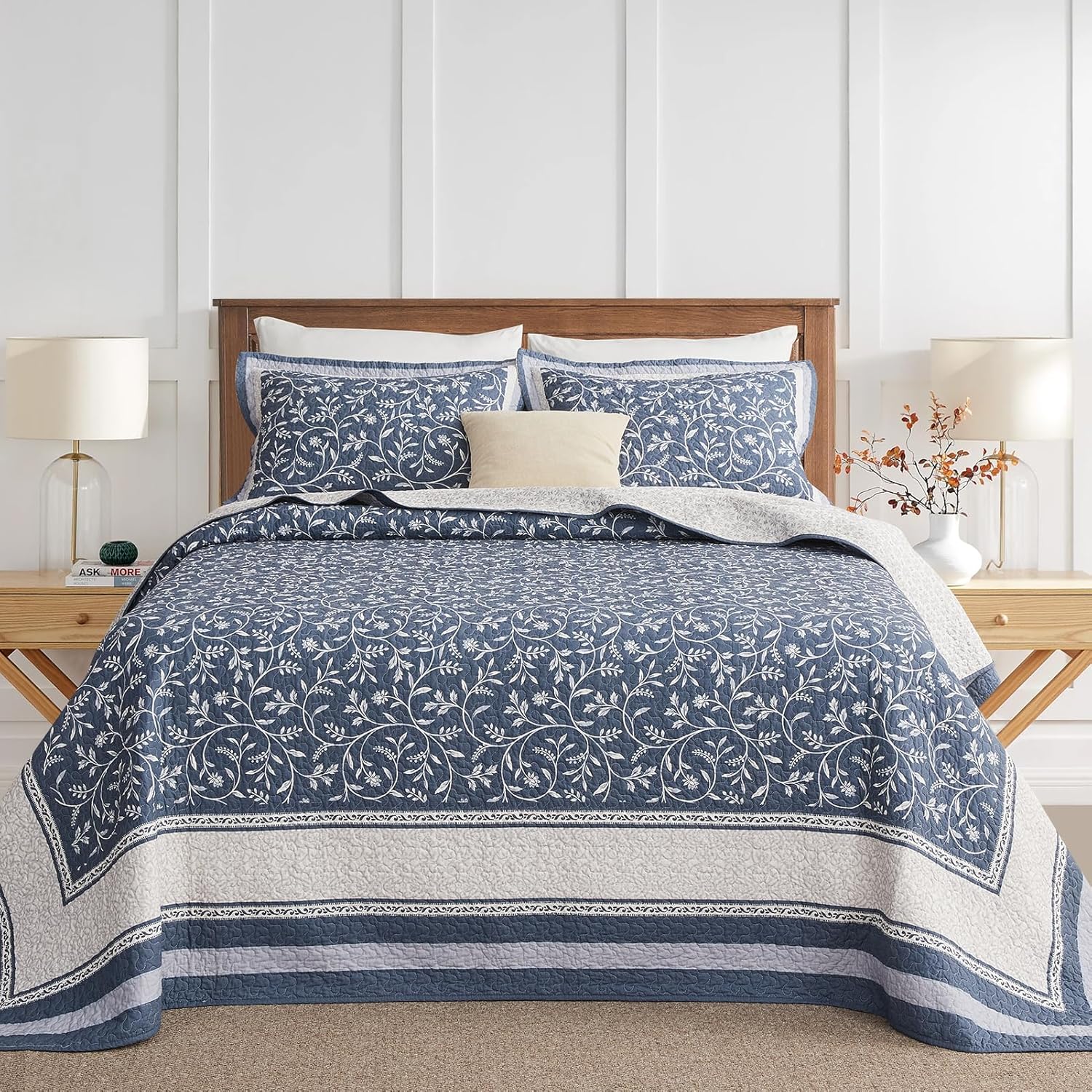 QuiltEase Oversized King Bedspread Set - Grayish BlueLight Gray