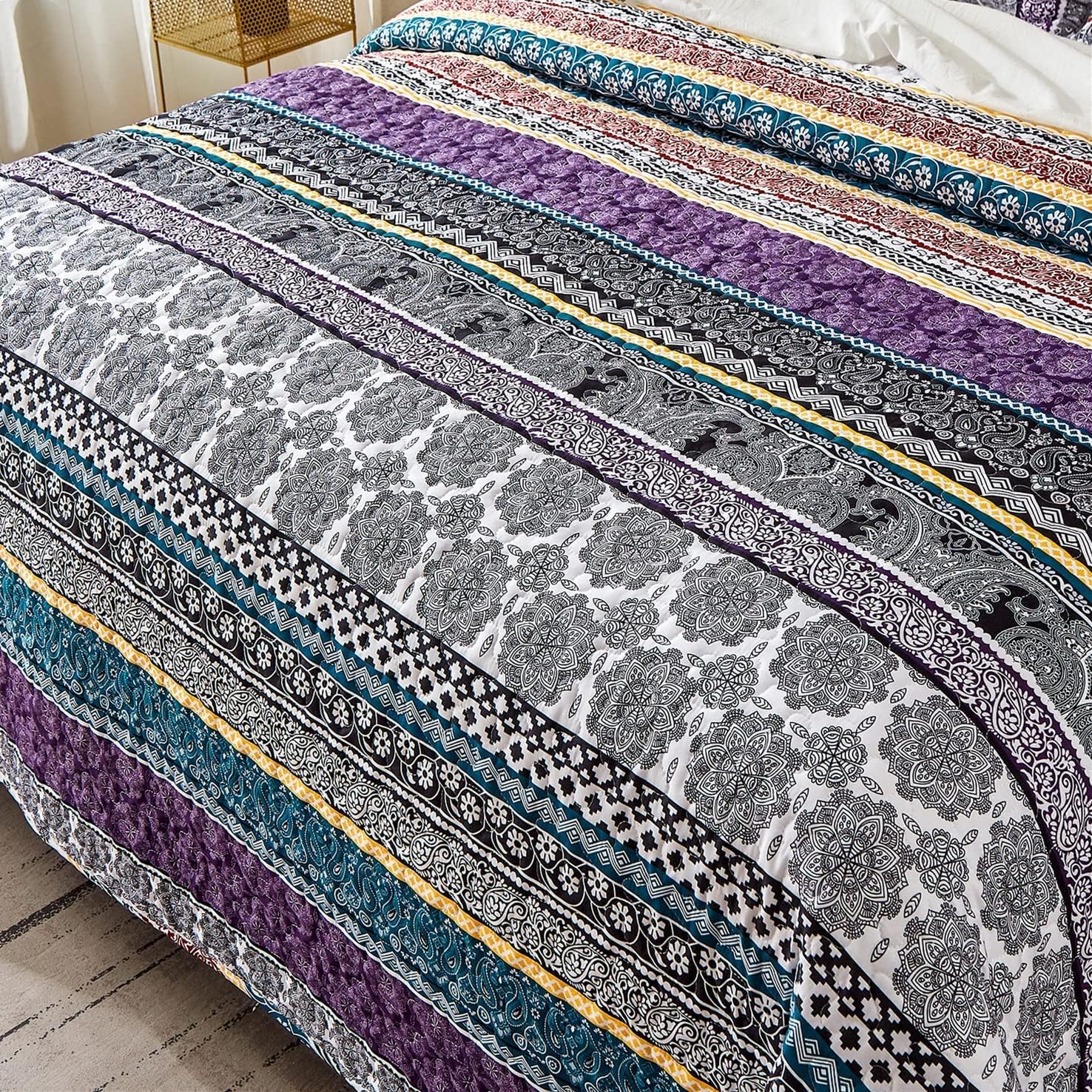 Wongs Boho Purple Quilt Set Twin Size 2 Pieces