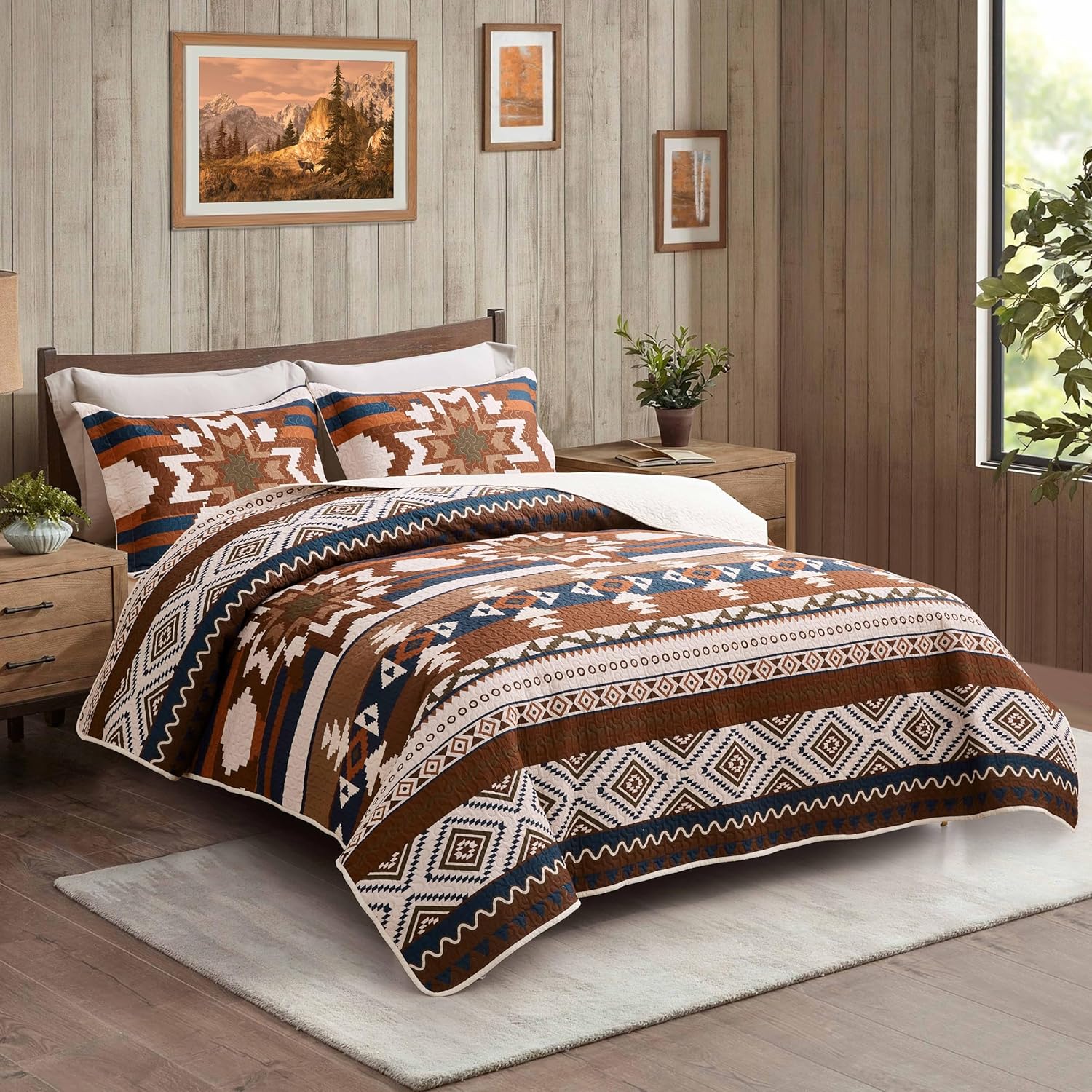 Notepure Southwestern Quilt Set 3 Piece Queen Size