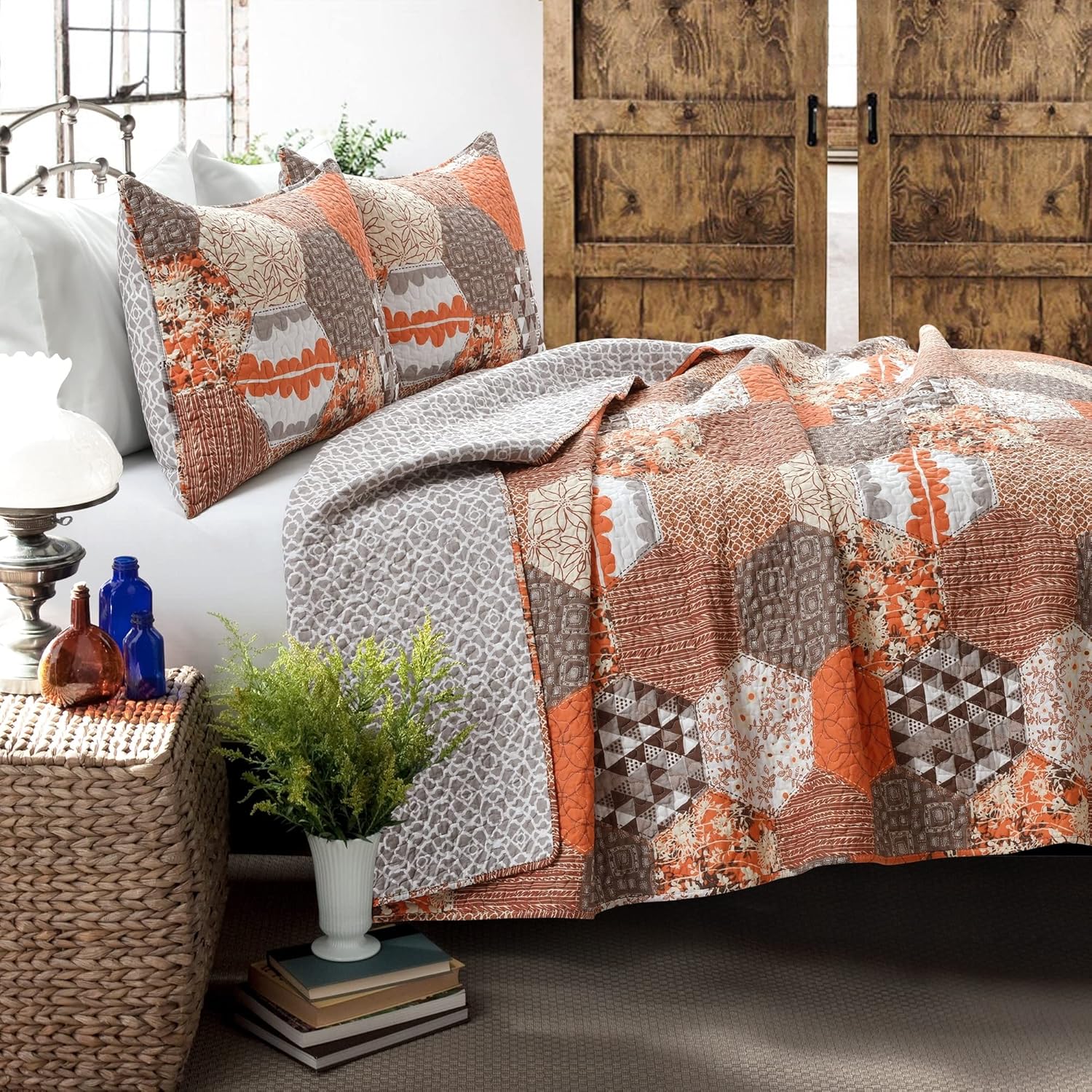 Lush Decor Briley 3 Piece Quilt Set Turquoise King