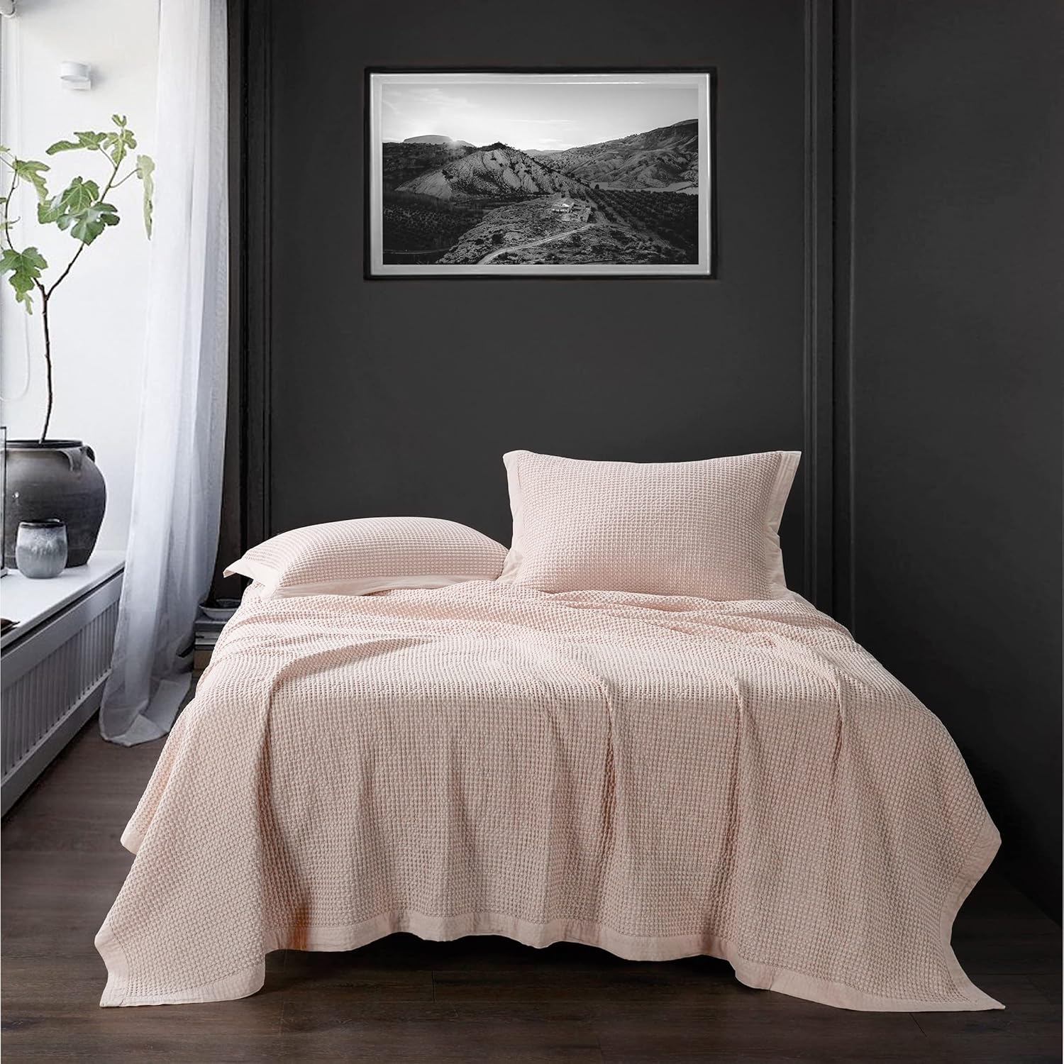 HiEnd Accents Stonewashed Cotton Waffle Coverlet Set