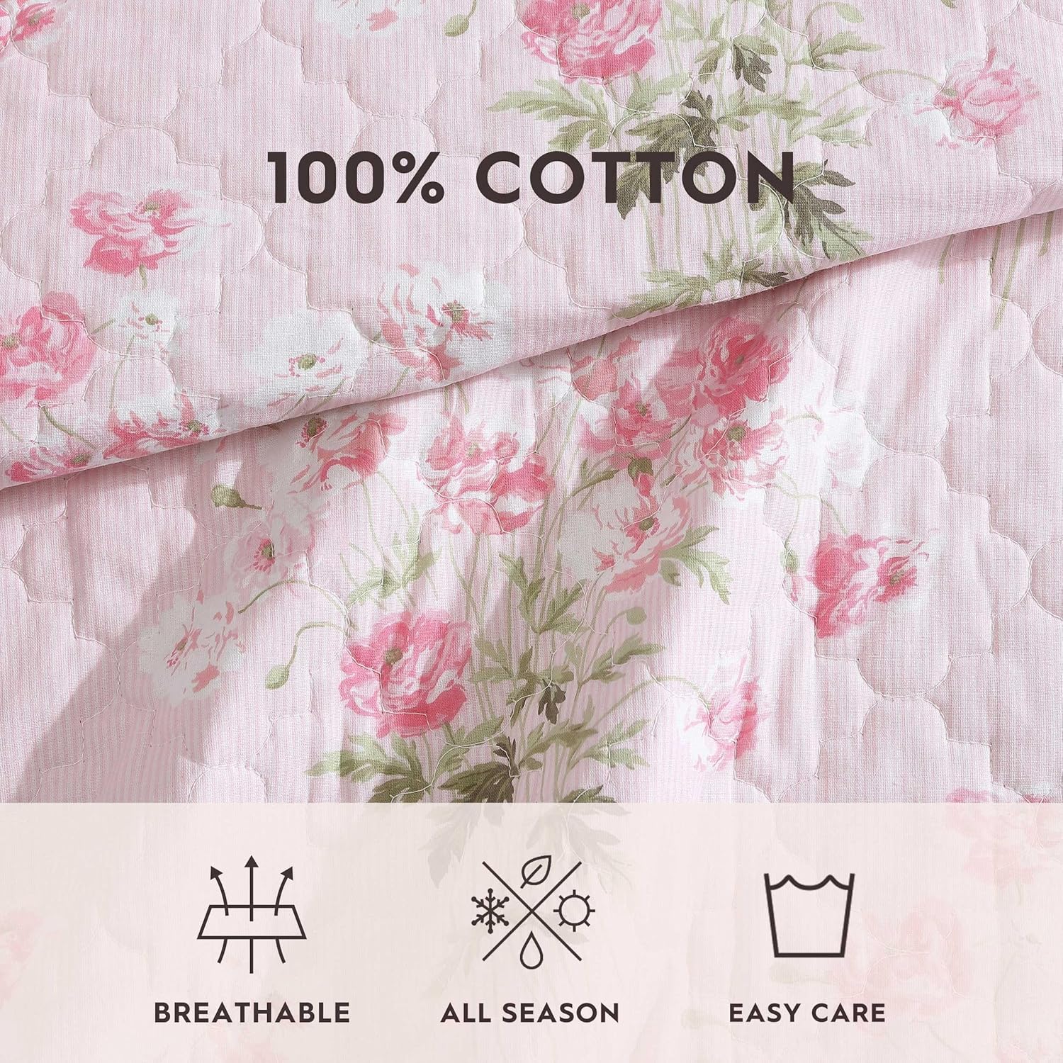 Laura Ashley King Quilt Set with Shams and Coquette Decor
