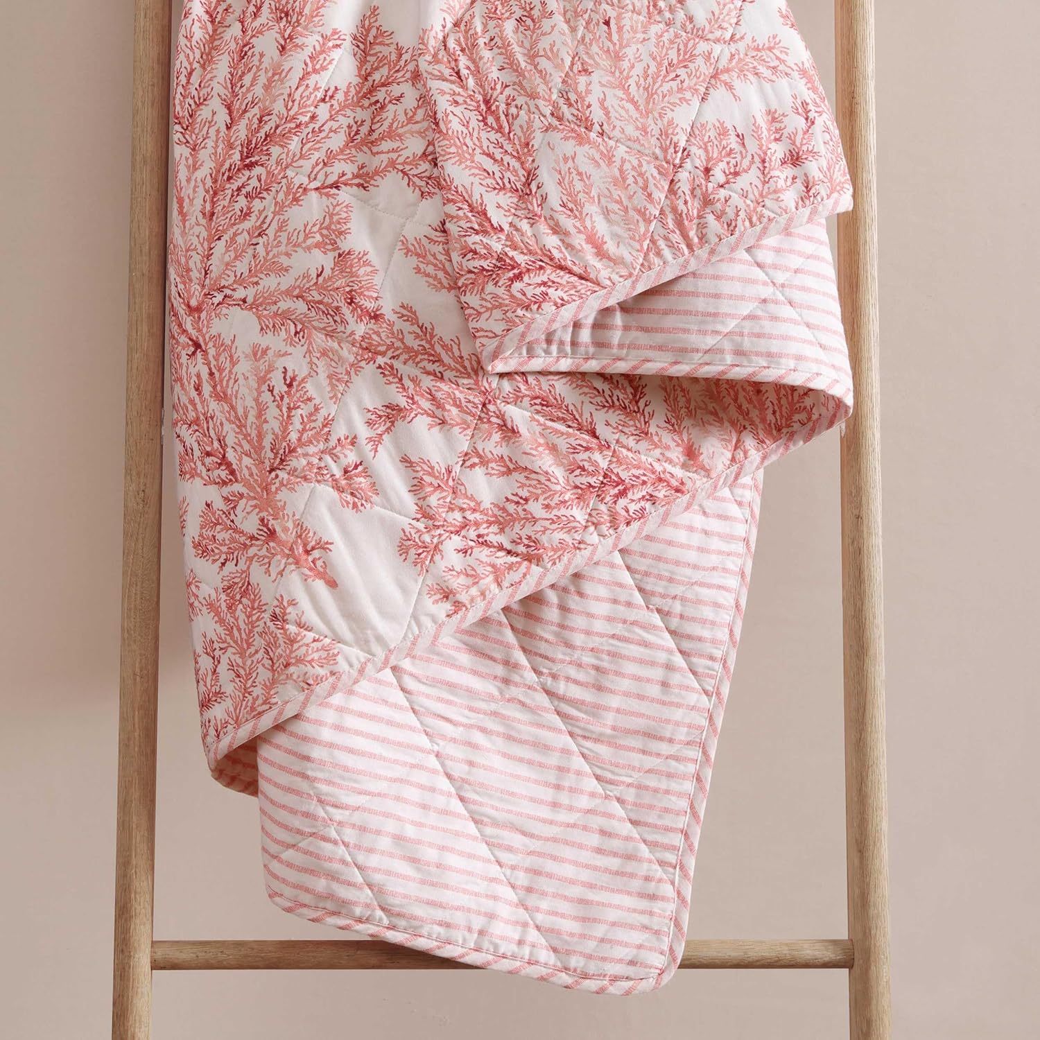 Tommy Bahama Twin Quilt Set Coral Reef Reversible Cotton