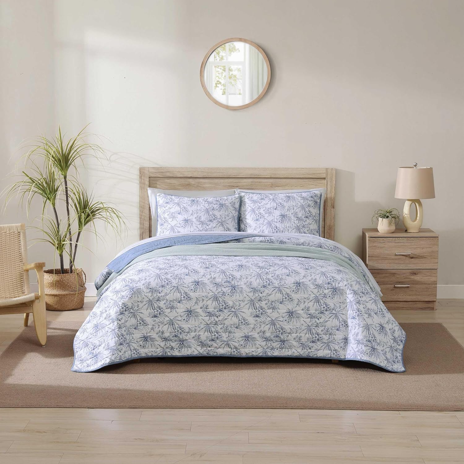 Tommy Bahama King Quilt Set with Shams - Reversible Cotton Bedding