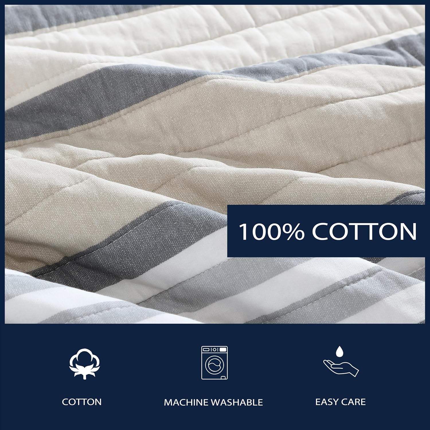 Nautica Twin Quilt Set Reversible Cotton Bedding with Matching Sham