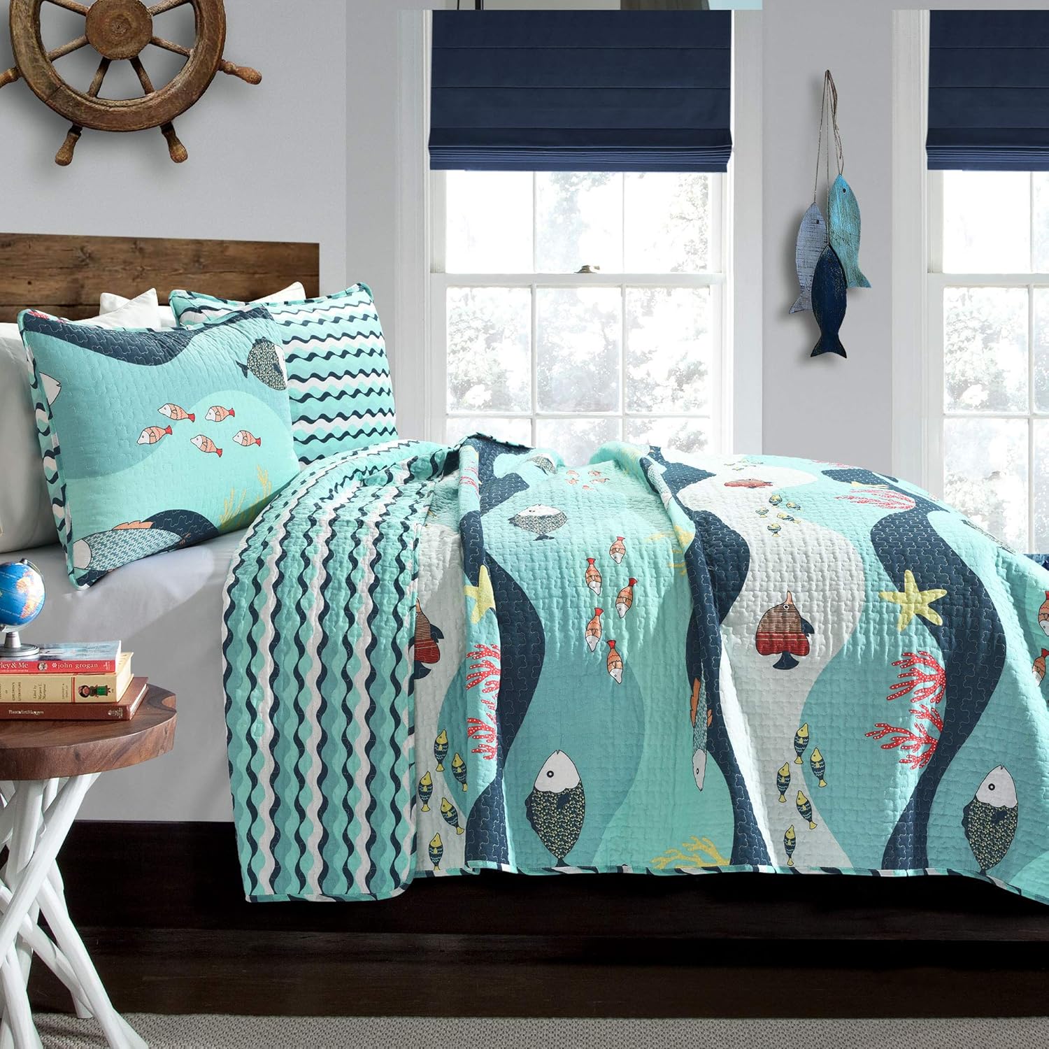 Lush Decor Sealife Quilt Set Twin Blue 1