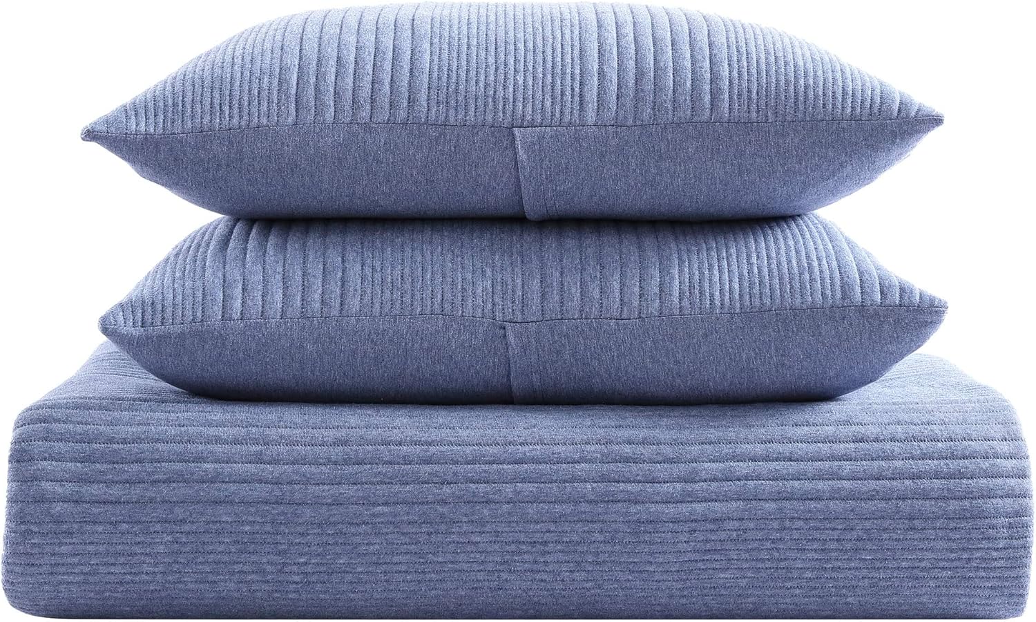 Brielle Home Atlas Jersey Knit Quilt Set - Medium Blue Twin 1