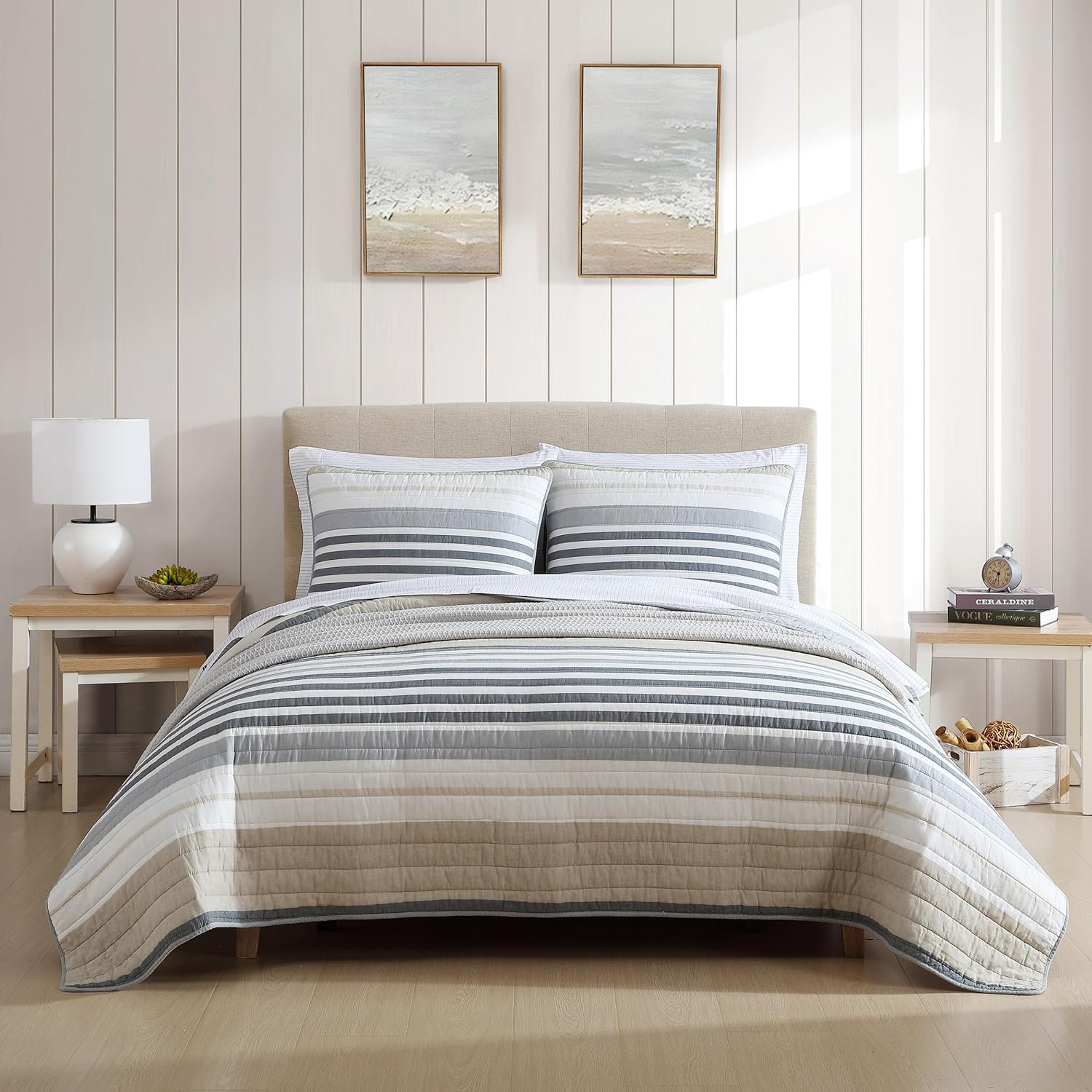 Nautica Twin Quilt Set Reversible Cotton Bedding with Matching Sham