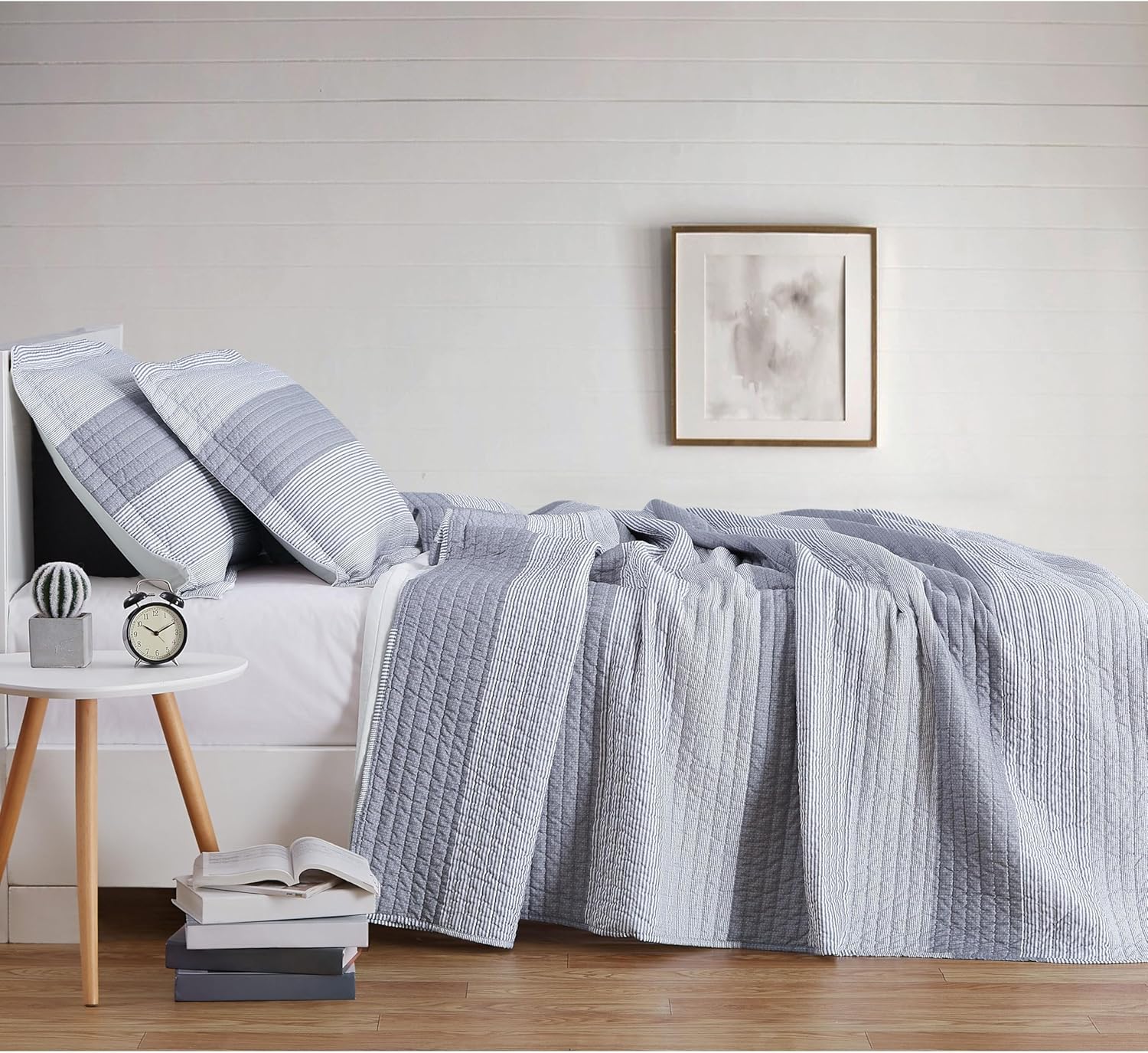 TRULY SOFT Multi Stripe Grey Polyester Quilt Set