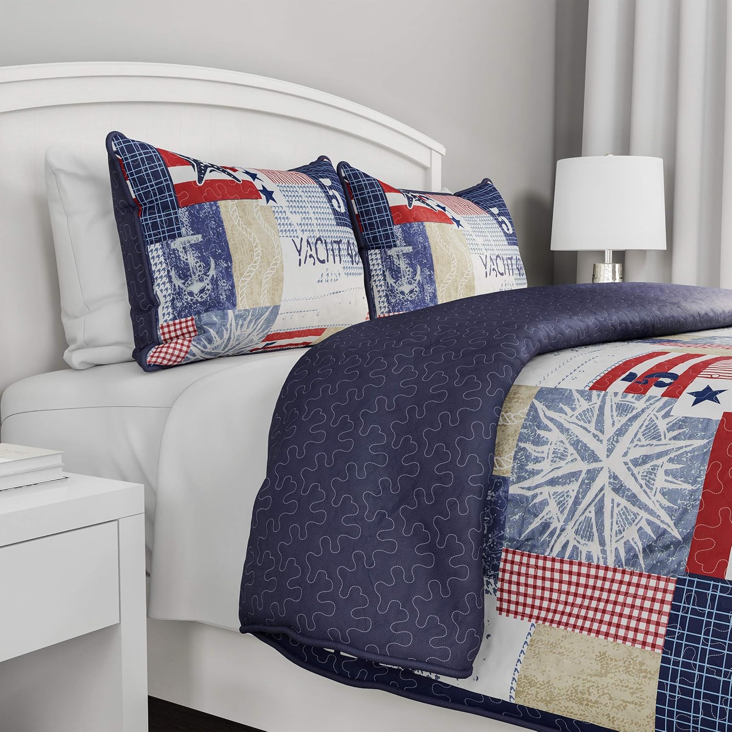 Lavish Home 2-Piece Quilt Set Nautical Americana