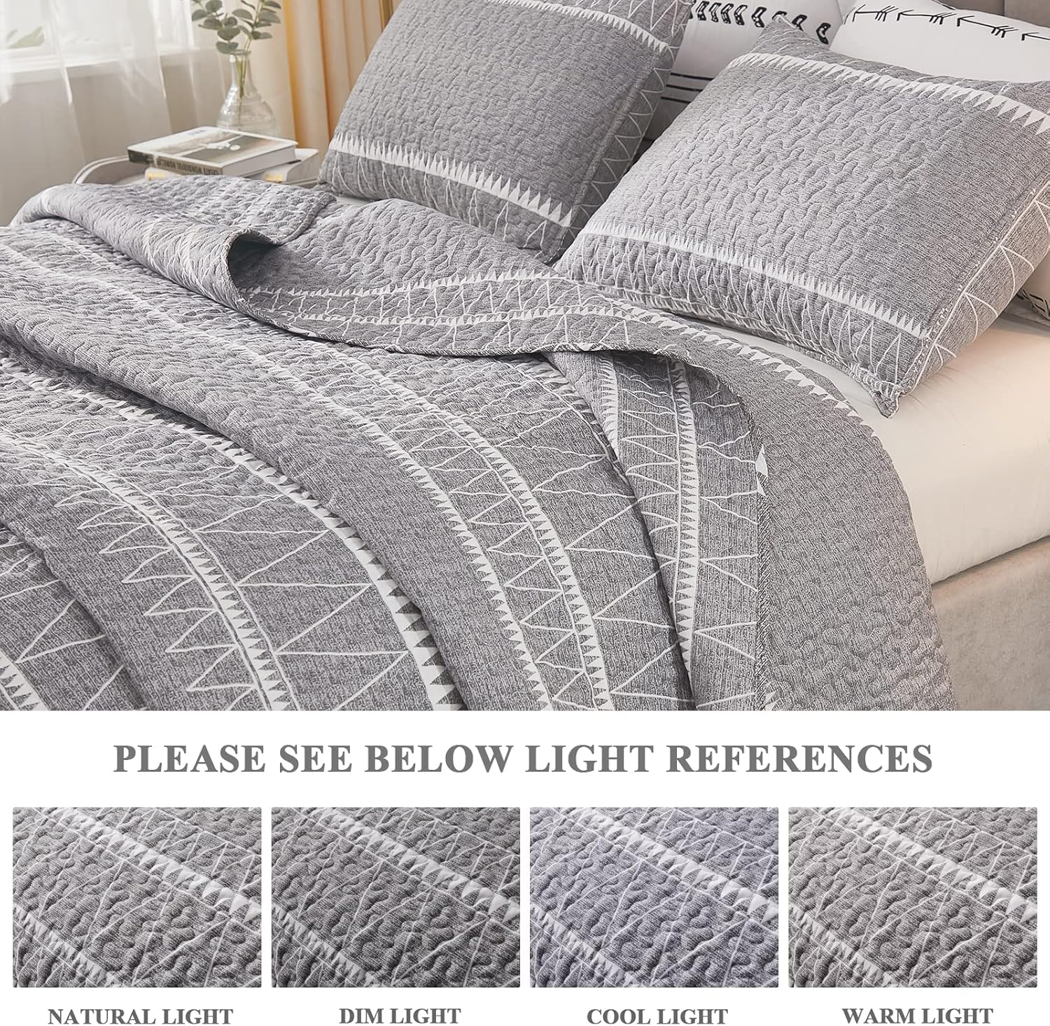 Andency Grey Reversible Quilt Set Twin 2Pcs