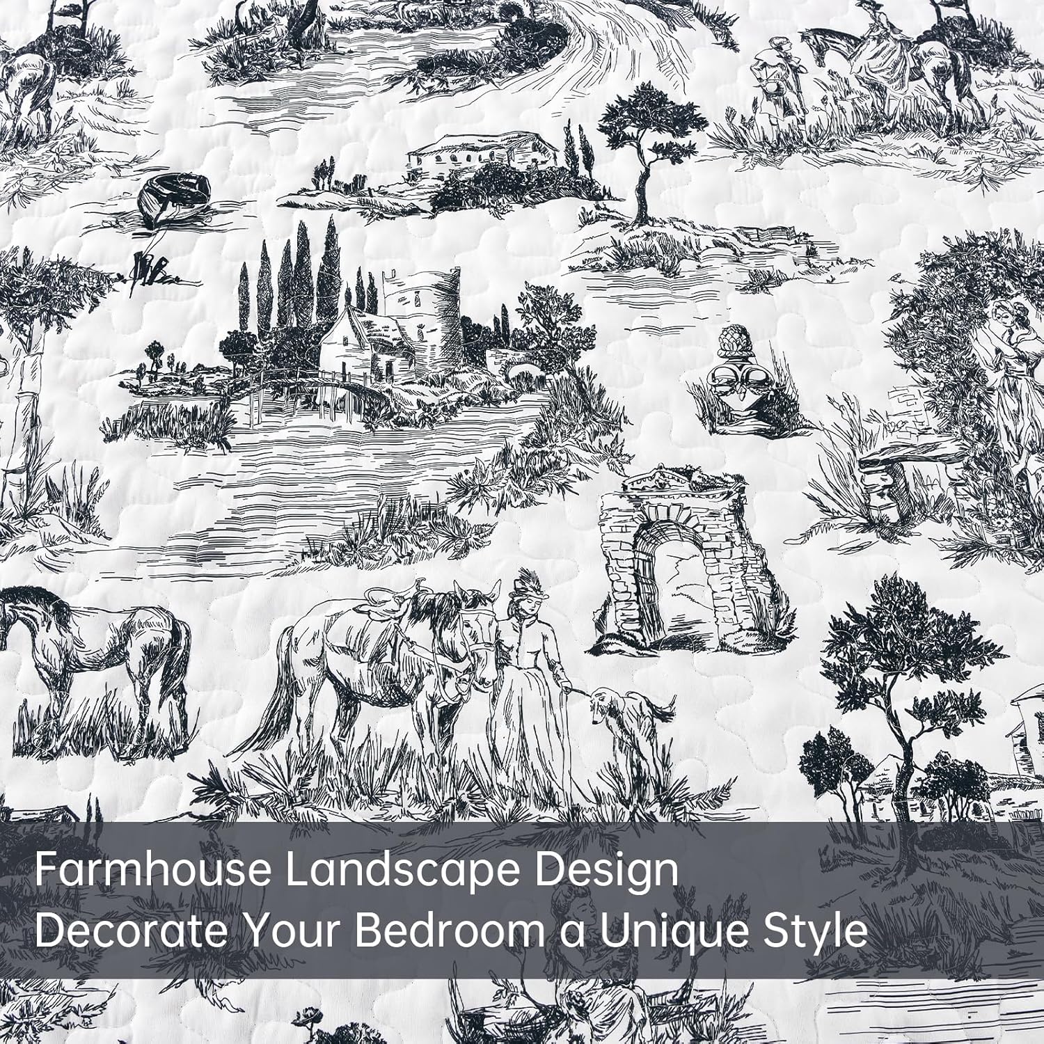 Drucon Black Farmhouse Quilt Set for King Size