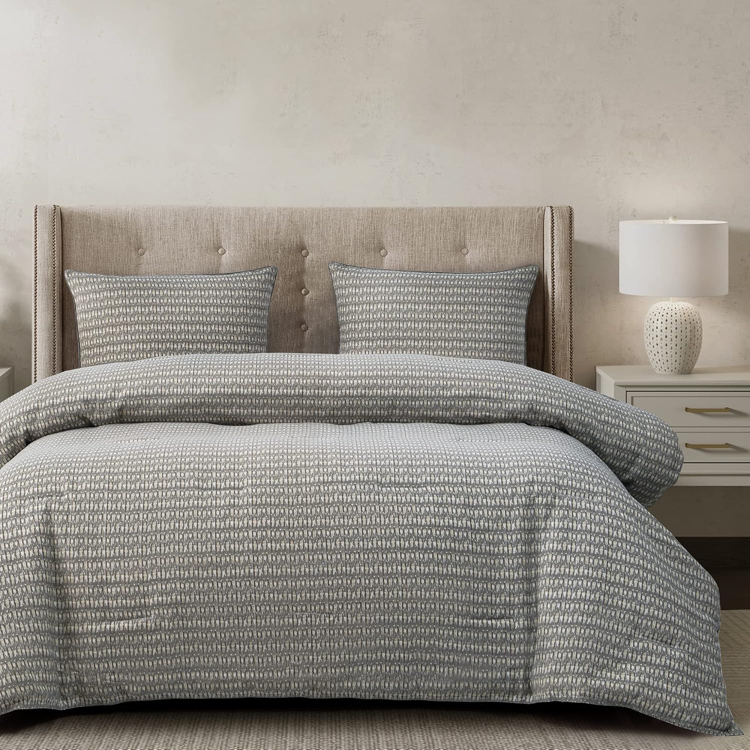 HiEnd Accents Queen Comforter Set 3 Piece Geometric Woven Jacquard