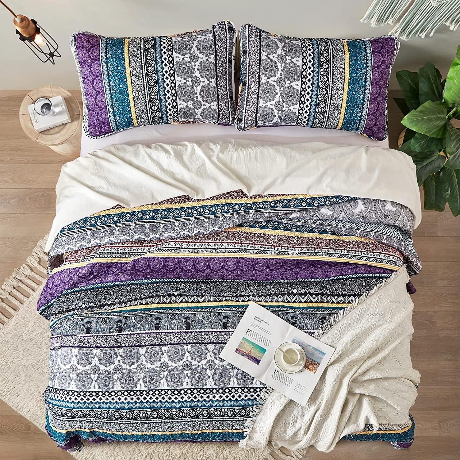 Wongs Boho Purple Quilt Set Twin Size 2 Pieces