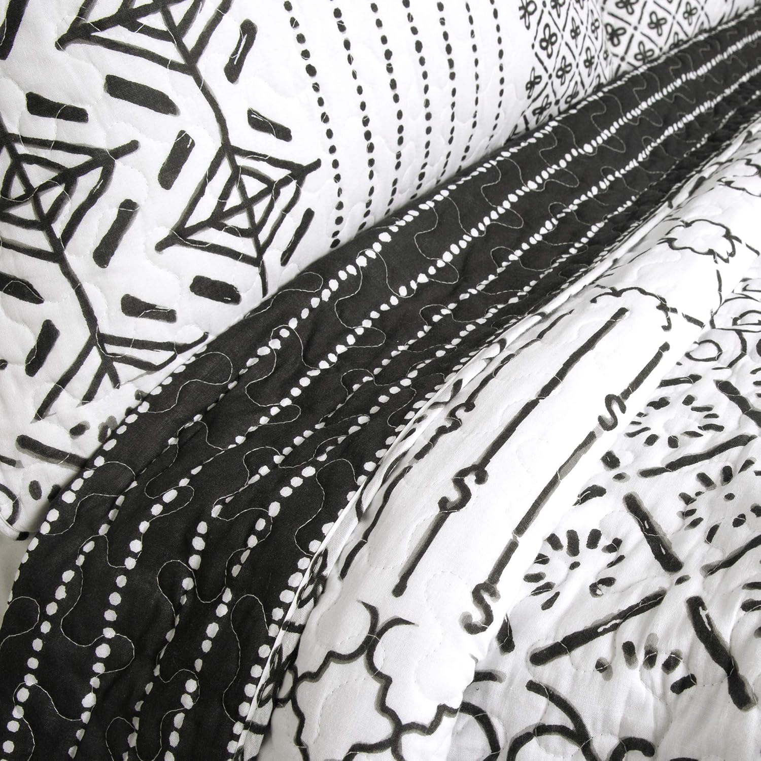 Lush Decor Charcoal Monique 3 Piece Reversible Quilt Set