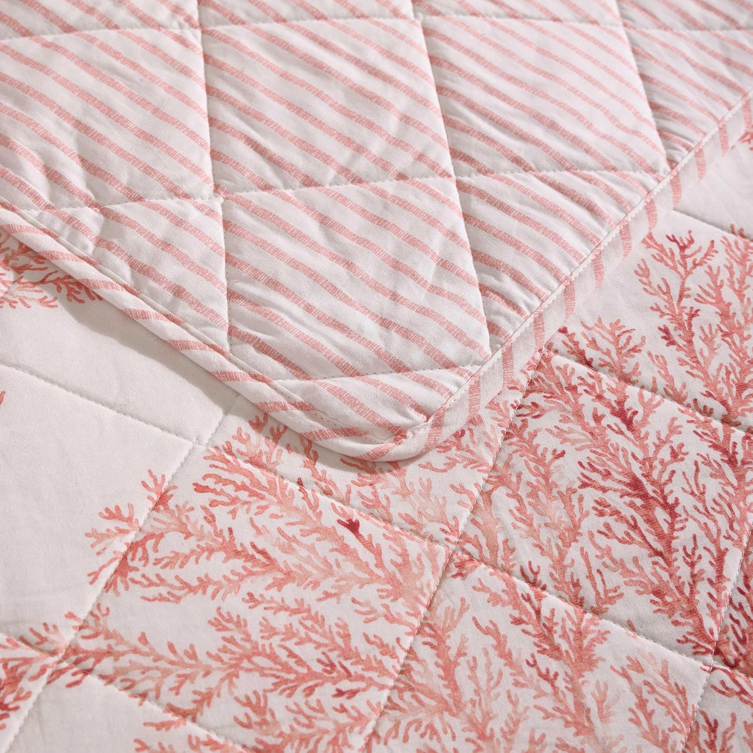 Tommy Bahama Twin Quilt Set Coral Reef Reversible Cotton
