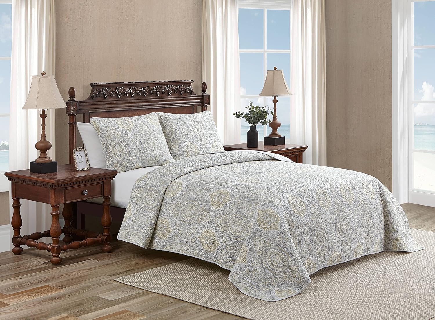 Tommy Bahama Twin Quilt Set Reversible Cotton