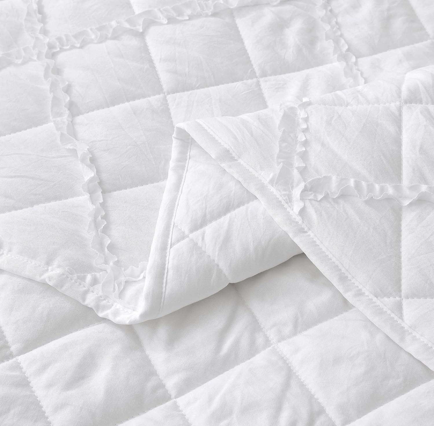 Chezmoi Annabelle 2-Piece White Quilt Set - Twin Size