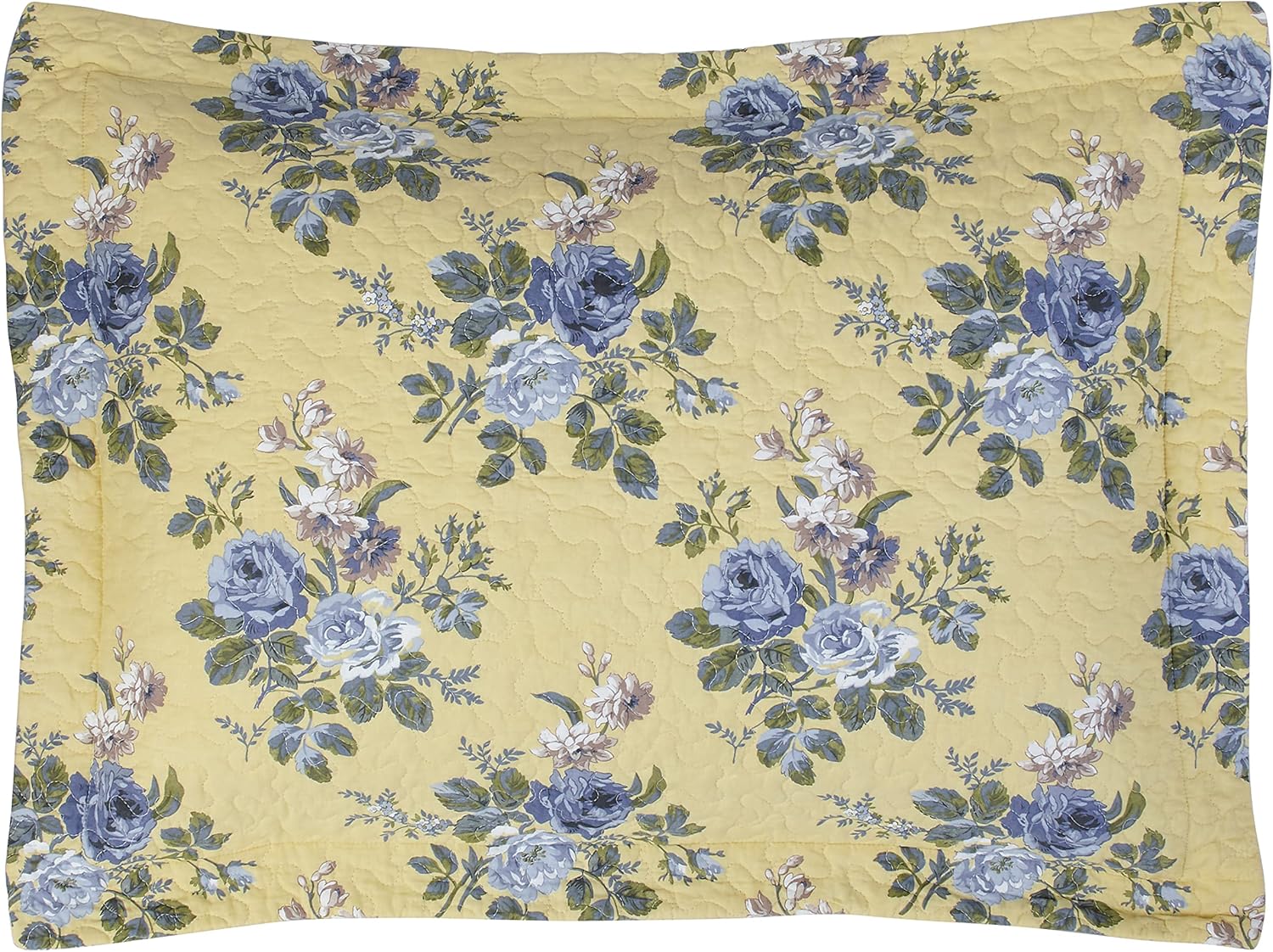Laura Ashley Twin Quilt Set - Linley Yellow Reversible Cotton Bedding with Matching Sham