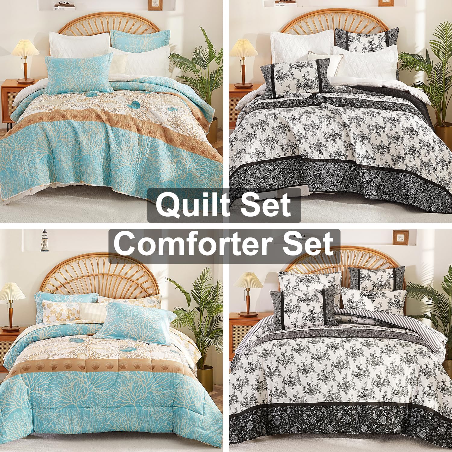 Coastal Quilt Set Queen 3-Piece Ocean Theme