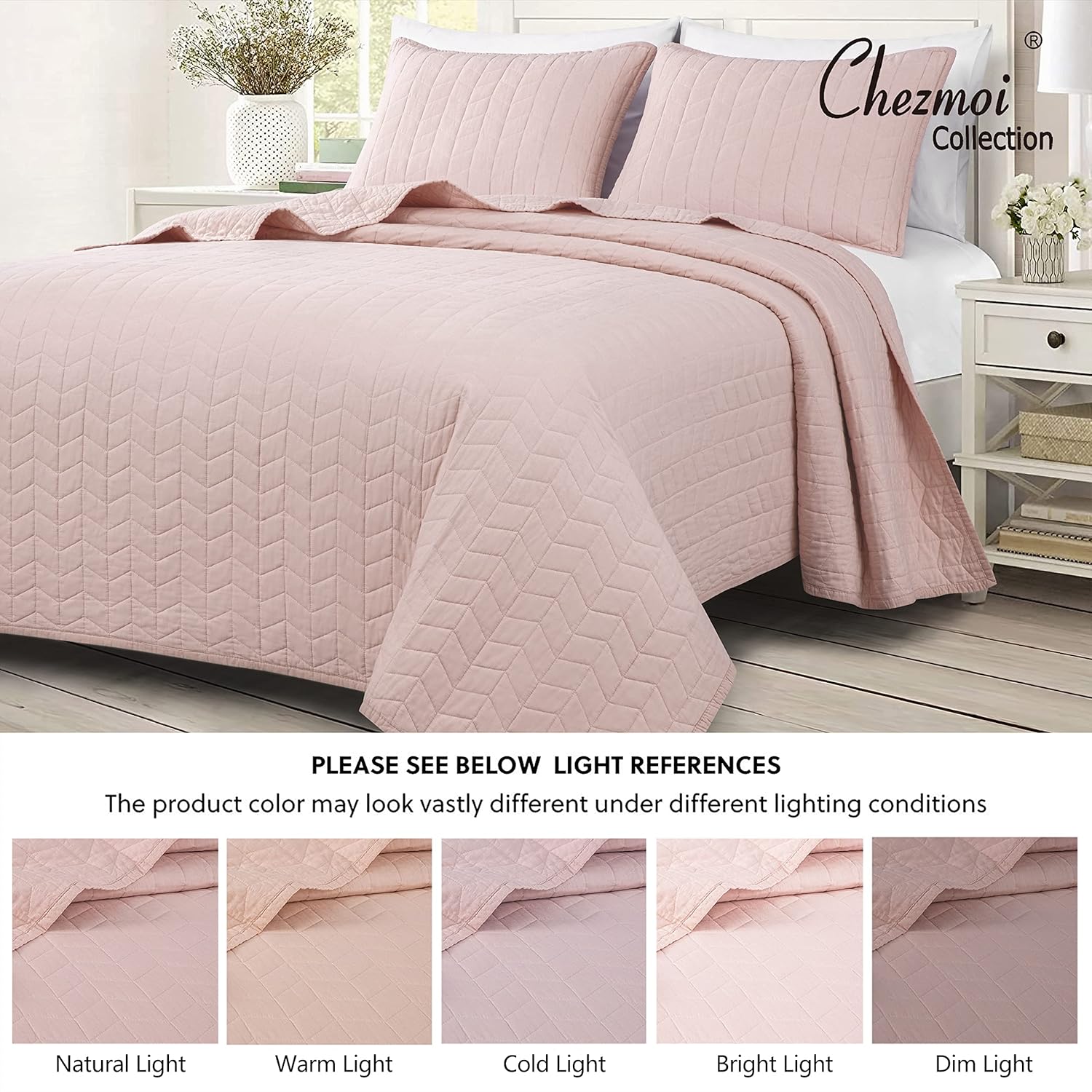 Chezmoi Madrid 3-Piece Cotton Quilt Set King Size