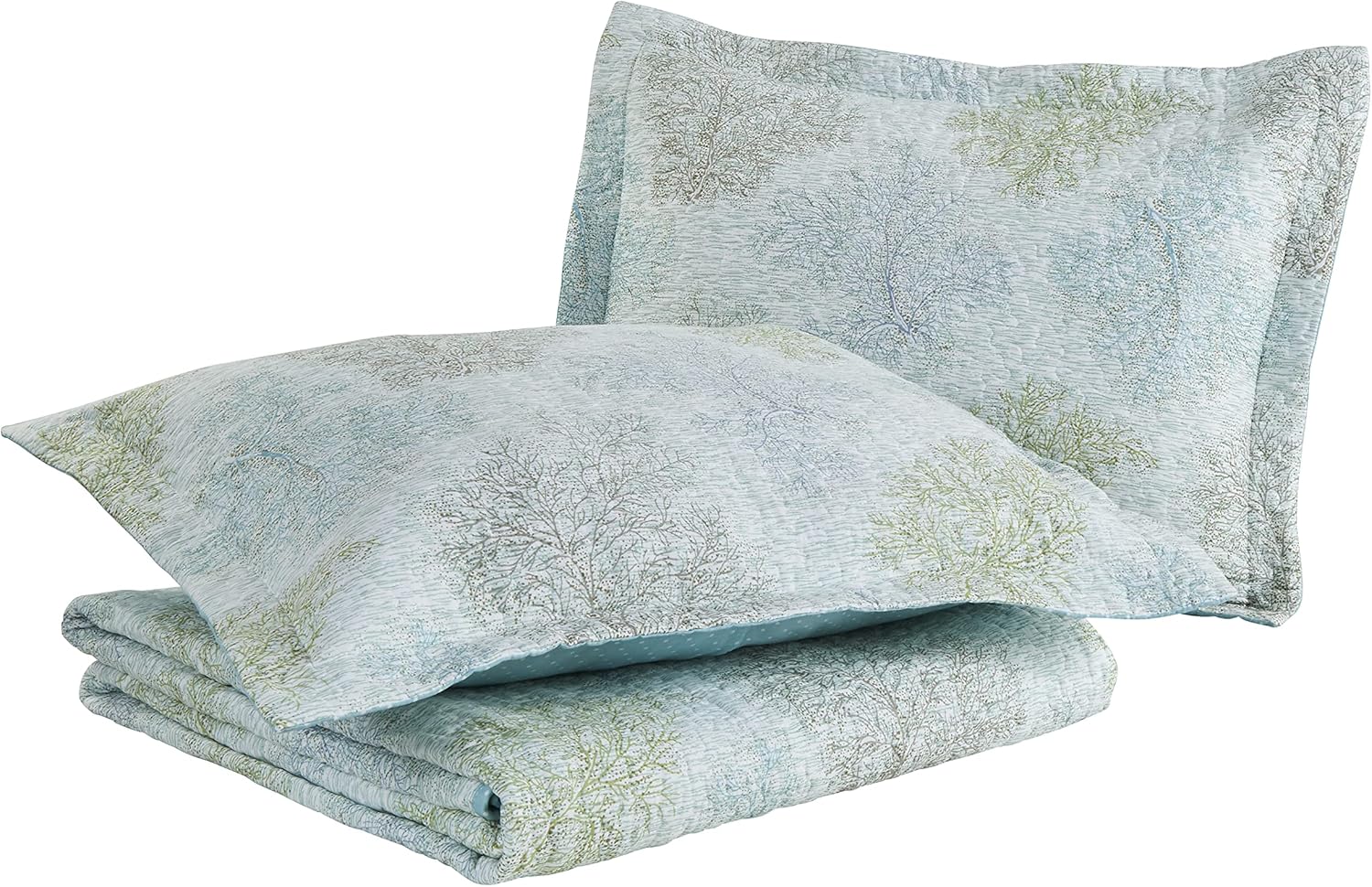 Laura Ashley Twin Quilt Set with Matching Sham Saltwater Blue 100 Cotton