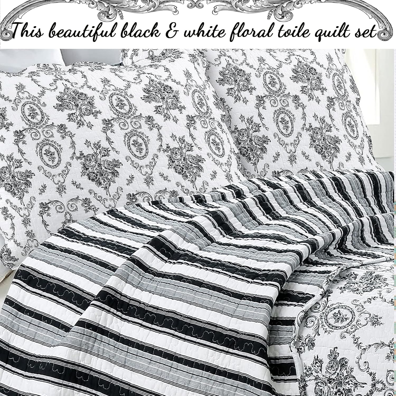 Cozy Line French Medallion Reversible Coverlet Bedspread Set