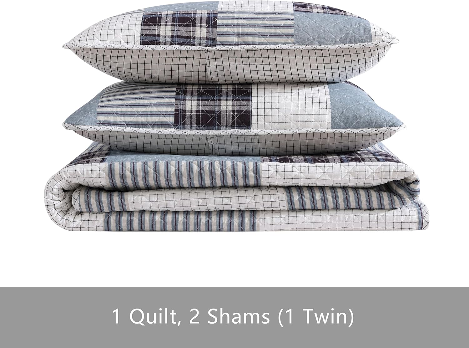 Eddie Bauer Twin Quilt Set Reversible Cotton Bedding with Matching Sham All Seasons