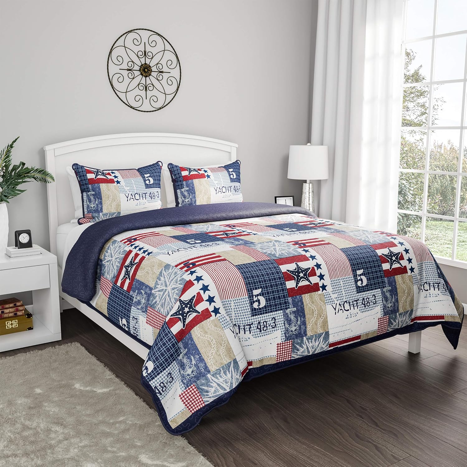 Lavish Home 2-Piece Quilt Set Nautical Americana