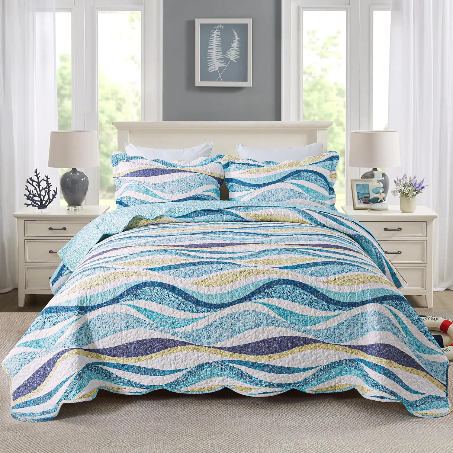 HoneiLife Ocean Quilt Queen Set 3 Piece 1