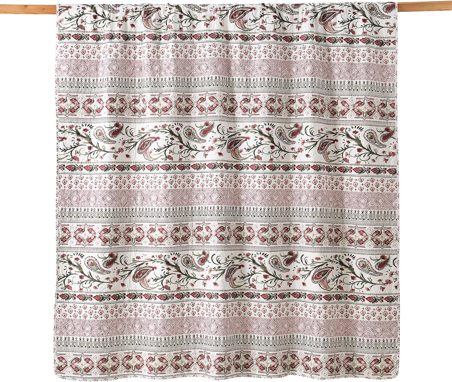 Boho Paisley Red Quilt Set Reversible Twin Size