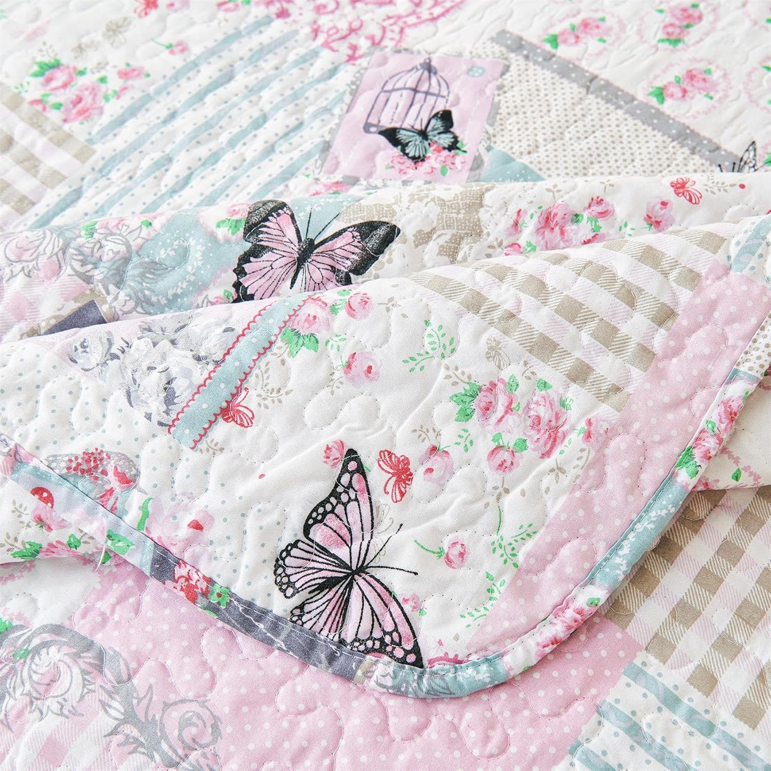 Cmfshape Romantic Patchwork Quilt Set Queen Size