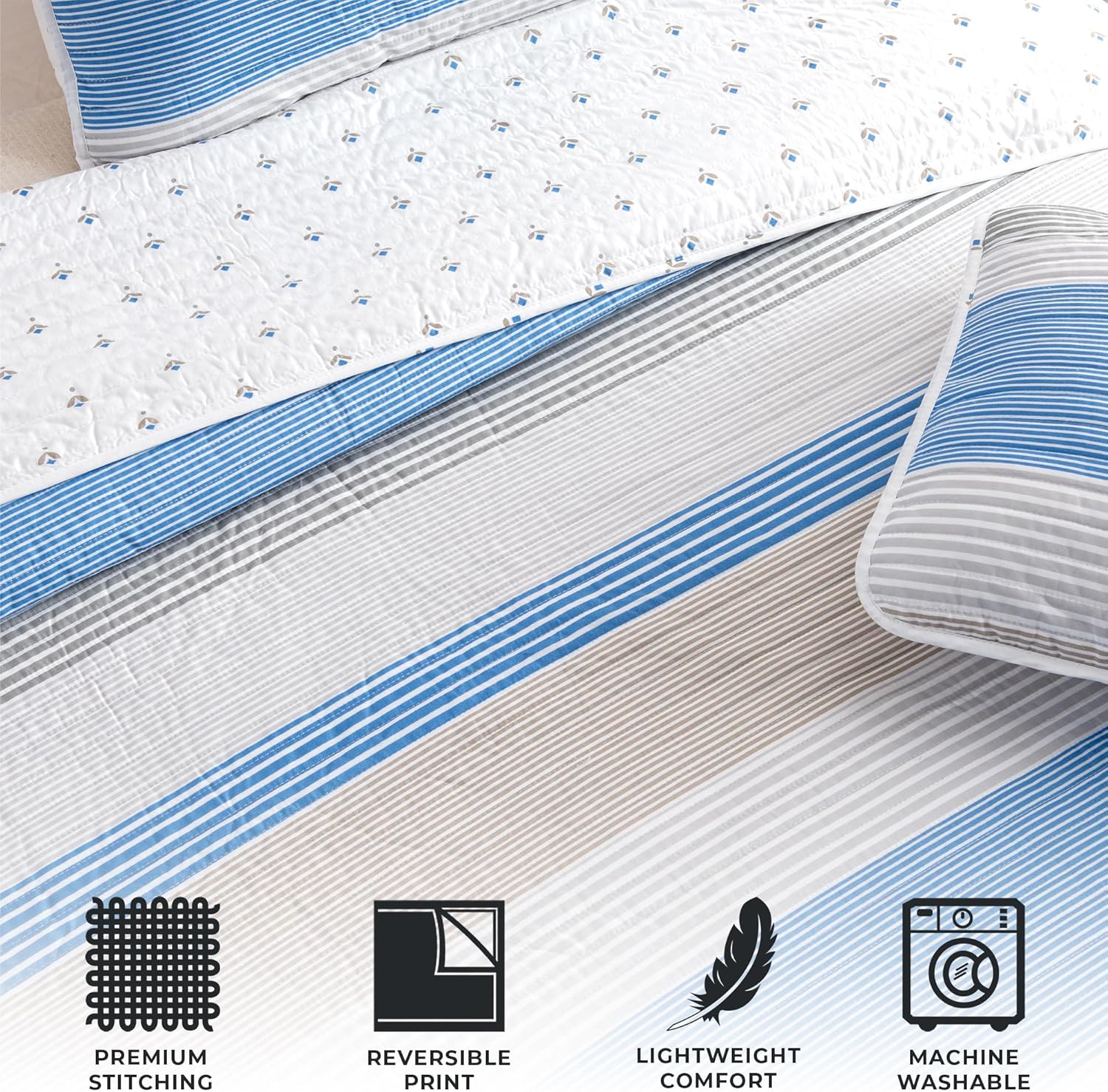 Great Bay Home 2-Piece Twin Reversible Quilt Comforter with 1 Sham