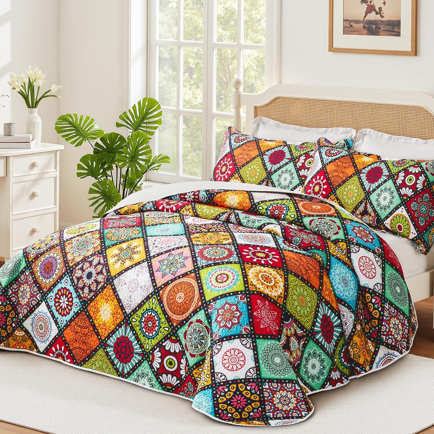 Tyrot Boho Patchwork Quilt Set King Size