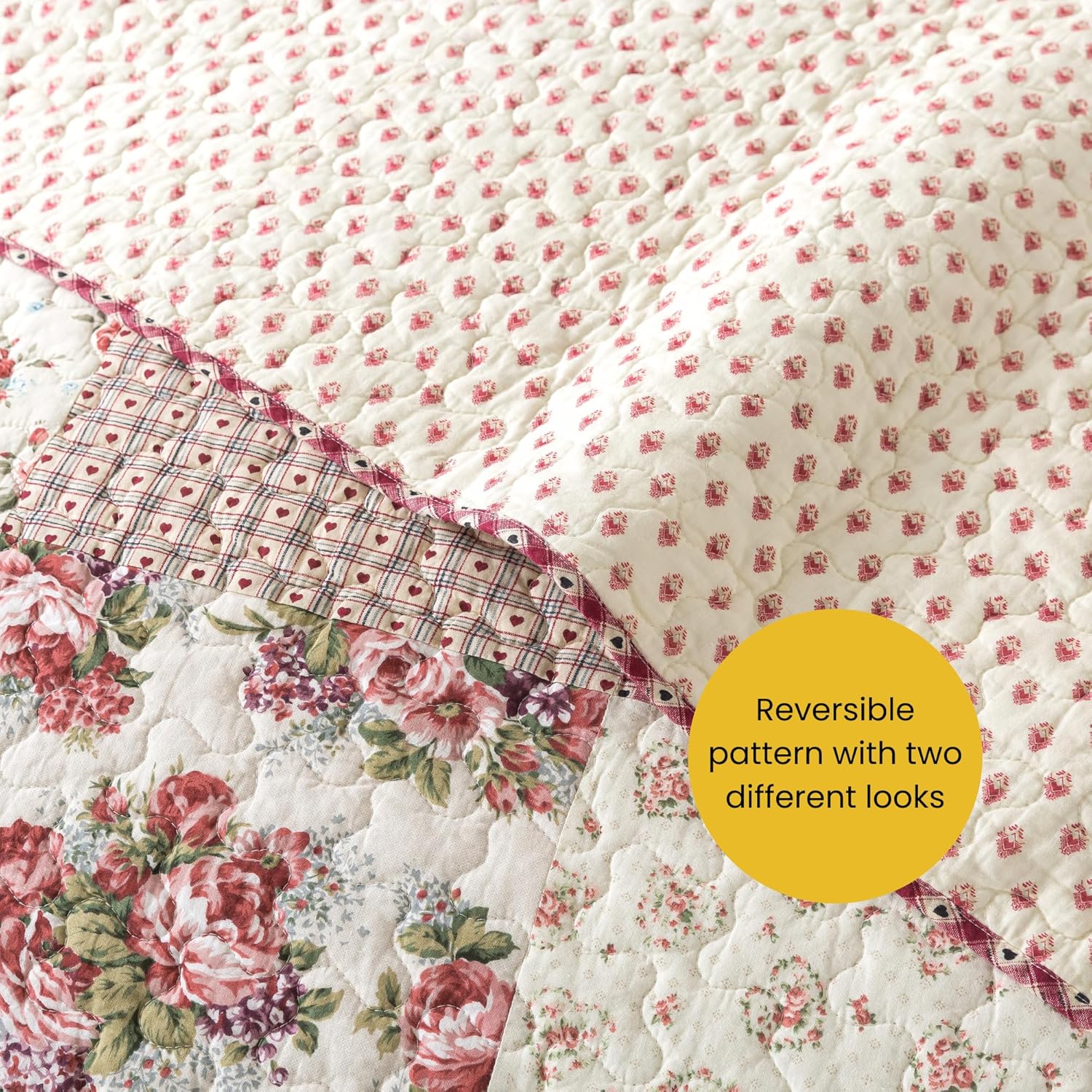 SLPR Country Roses Patchwork Quilt Set - Twin Size 1