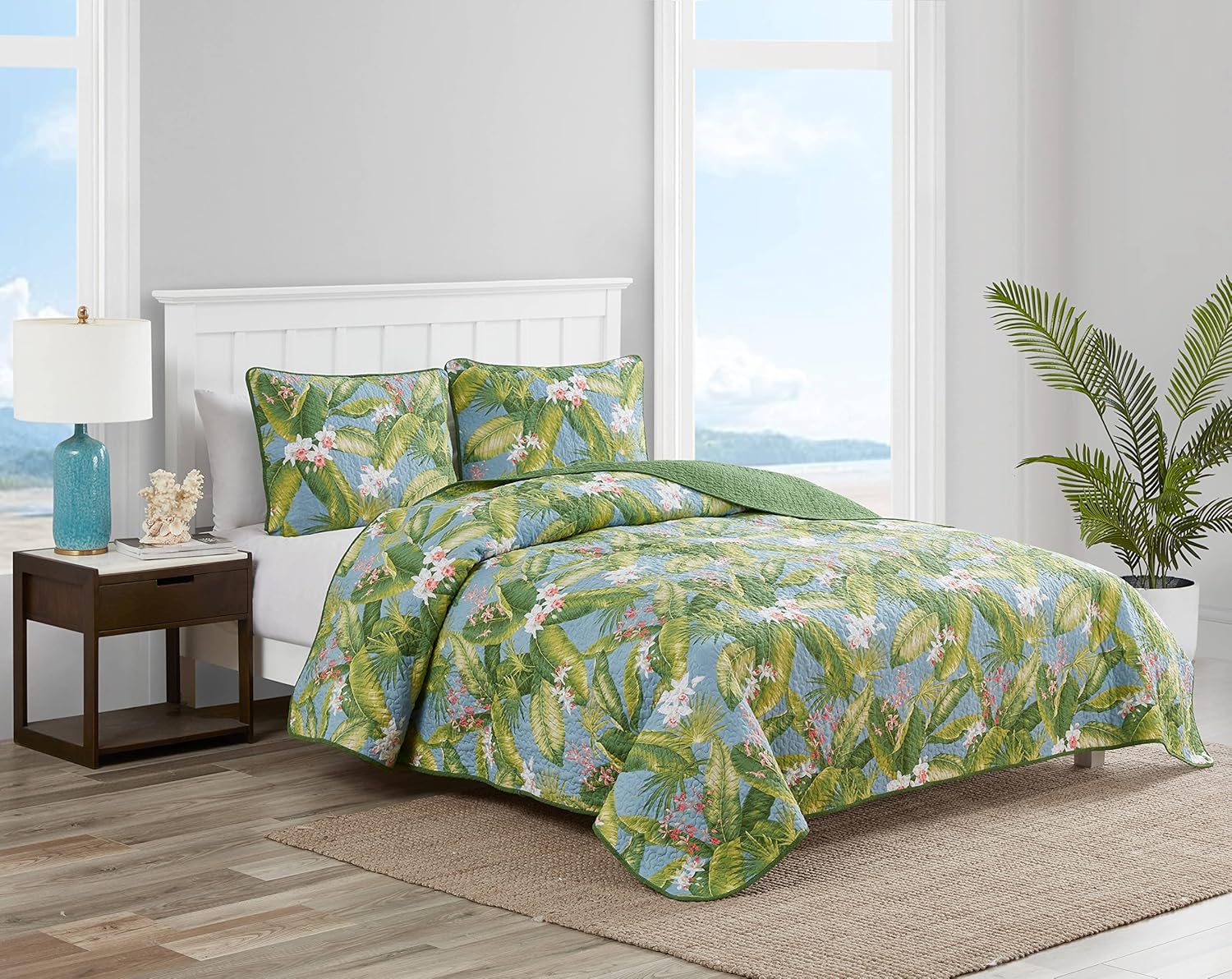 Tommy Bahama Twin Quilt Set - Reversible Cotton Bedding