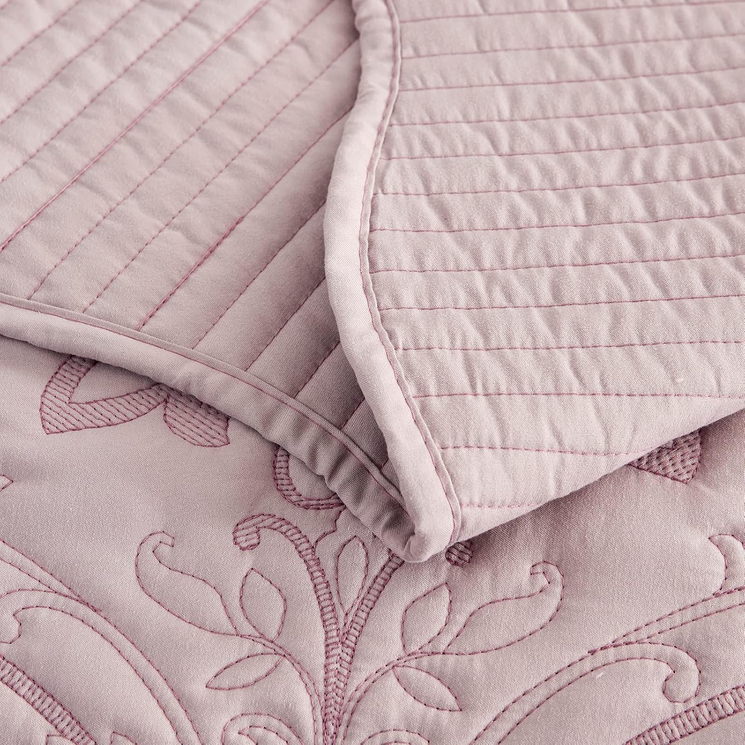 CHIXIN Oversized King Bedspread Set - Damask Paisley Pattern 4 Piece Reversible