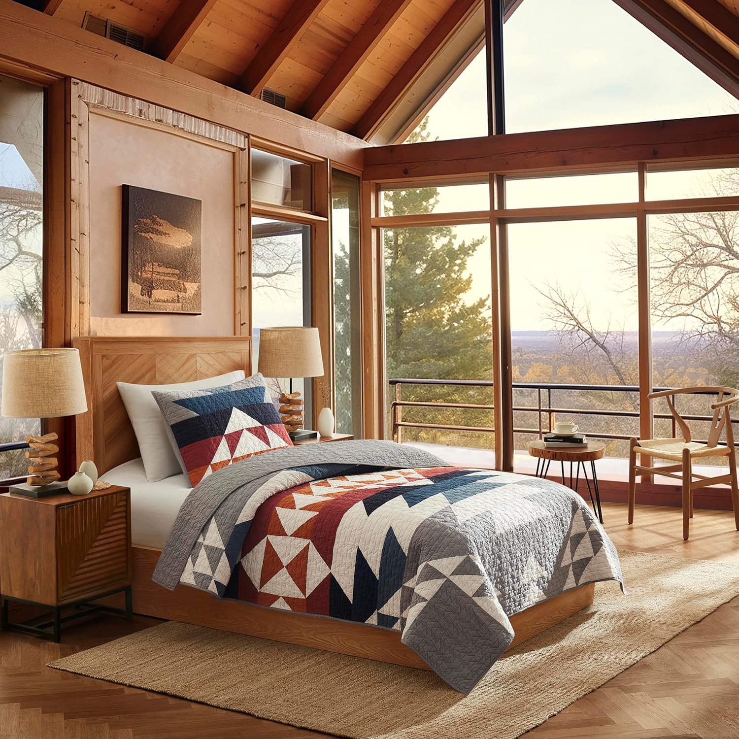 Pendleton Explorer Twin Quilt Bedding Set Blue Grey