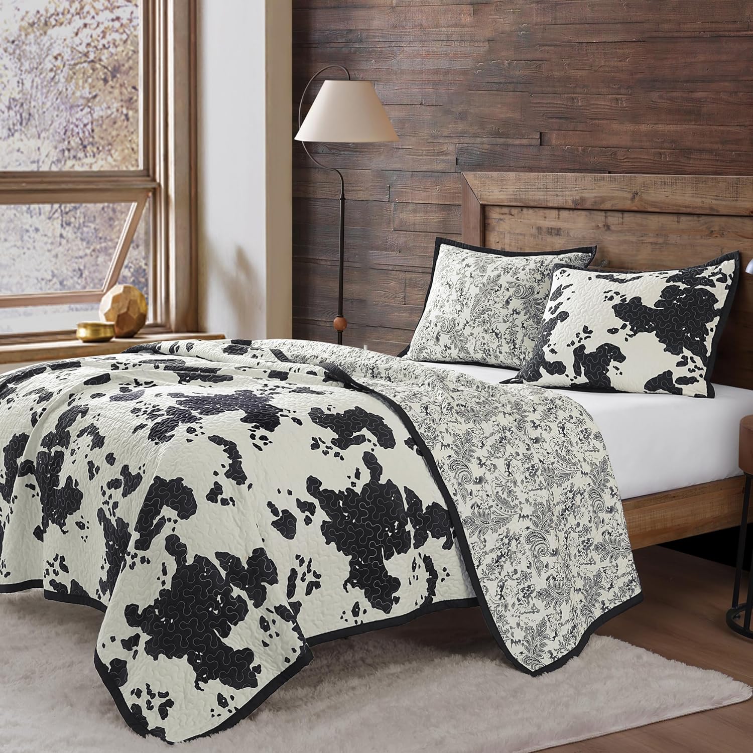 Clara Cow Print Quilt Set 3 Piece King Size