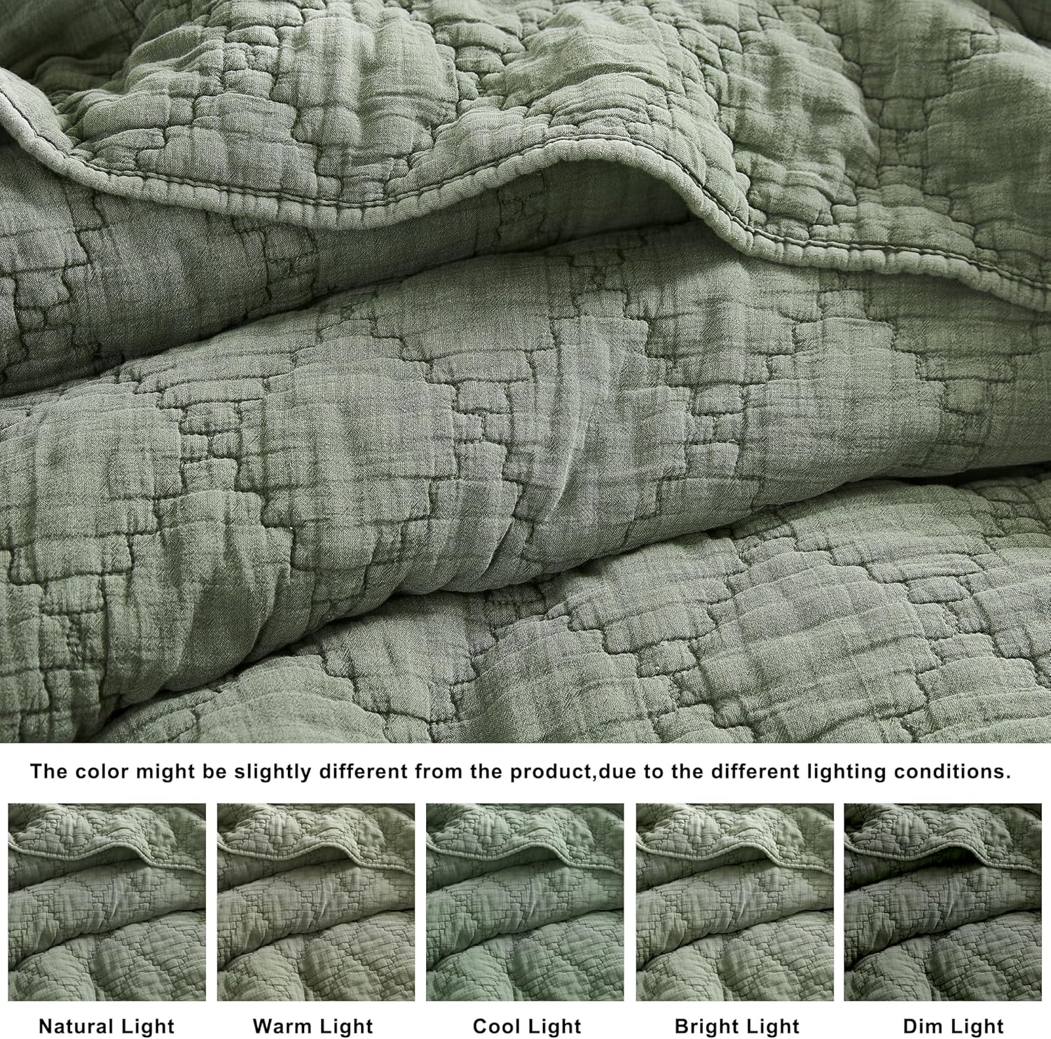 Palassio Olive Green Twin Quilt Set with 1 Sham 1