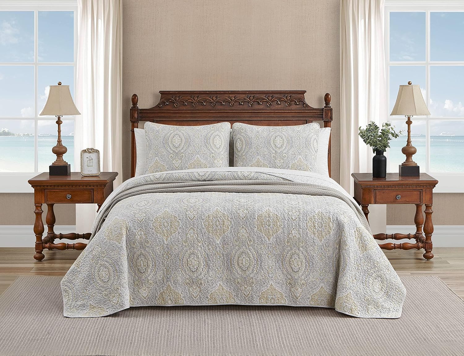 Tommy Bahama Twin Quilt Set Reversible Cotton
