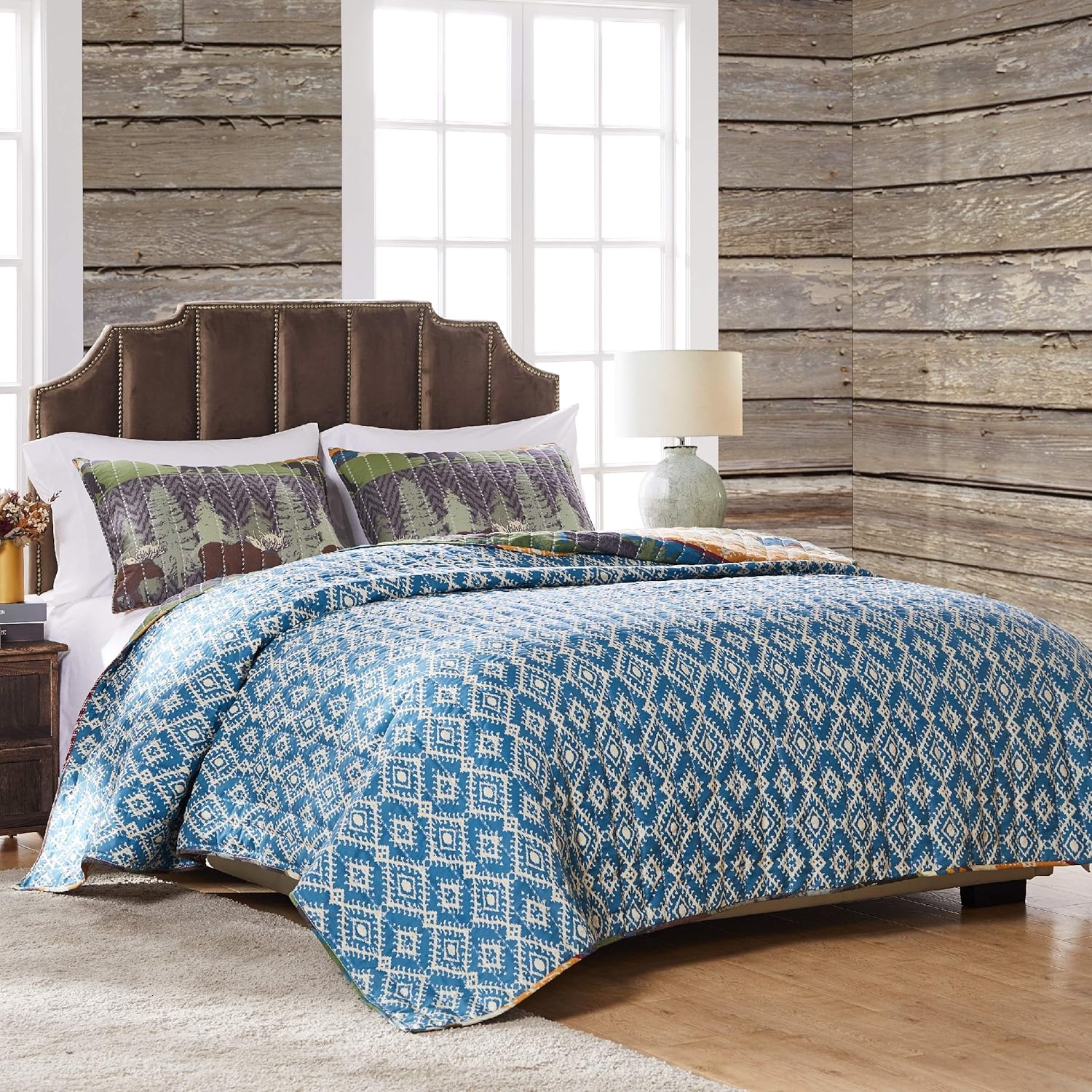 Greenland Home Black Bear Lodge Quilt Set 3-Piece FullQueen