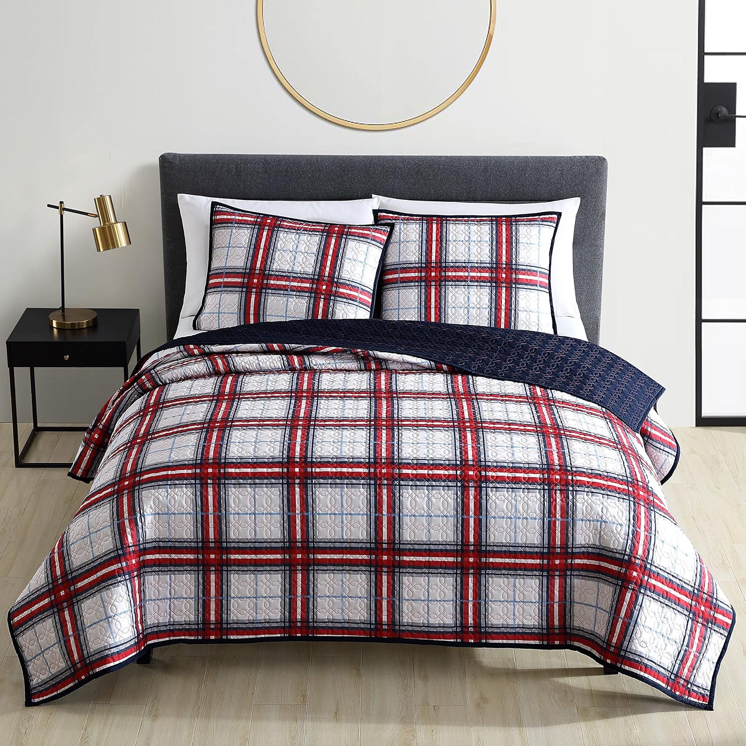 Riverbrook Home Red Plaid Coverlet Set Twin 2 Piece