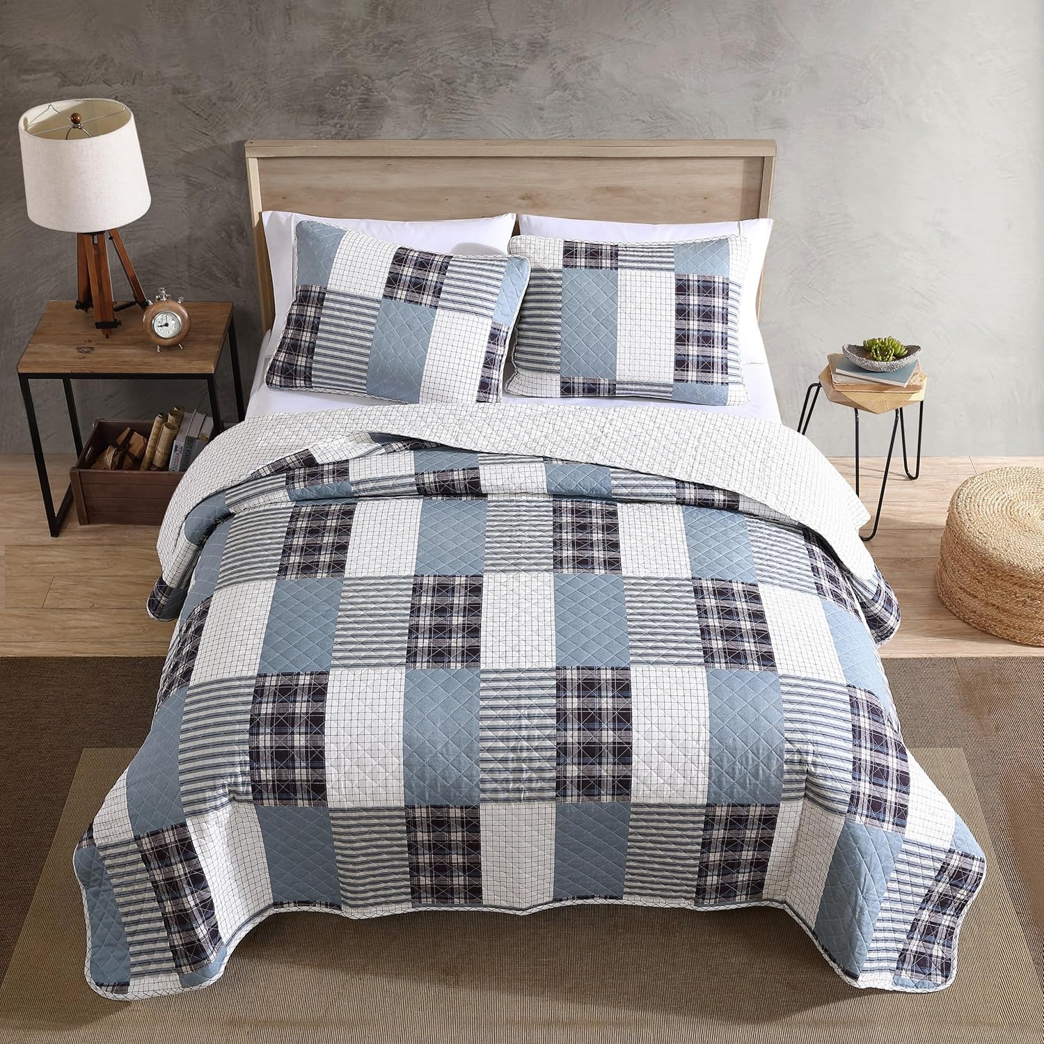 Eddie Bauer Twin Quilt Set Reversible Cotton Bedding with Matching Sham All Seasons