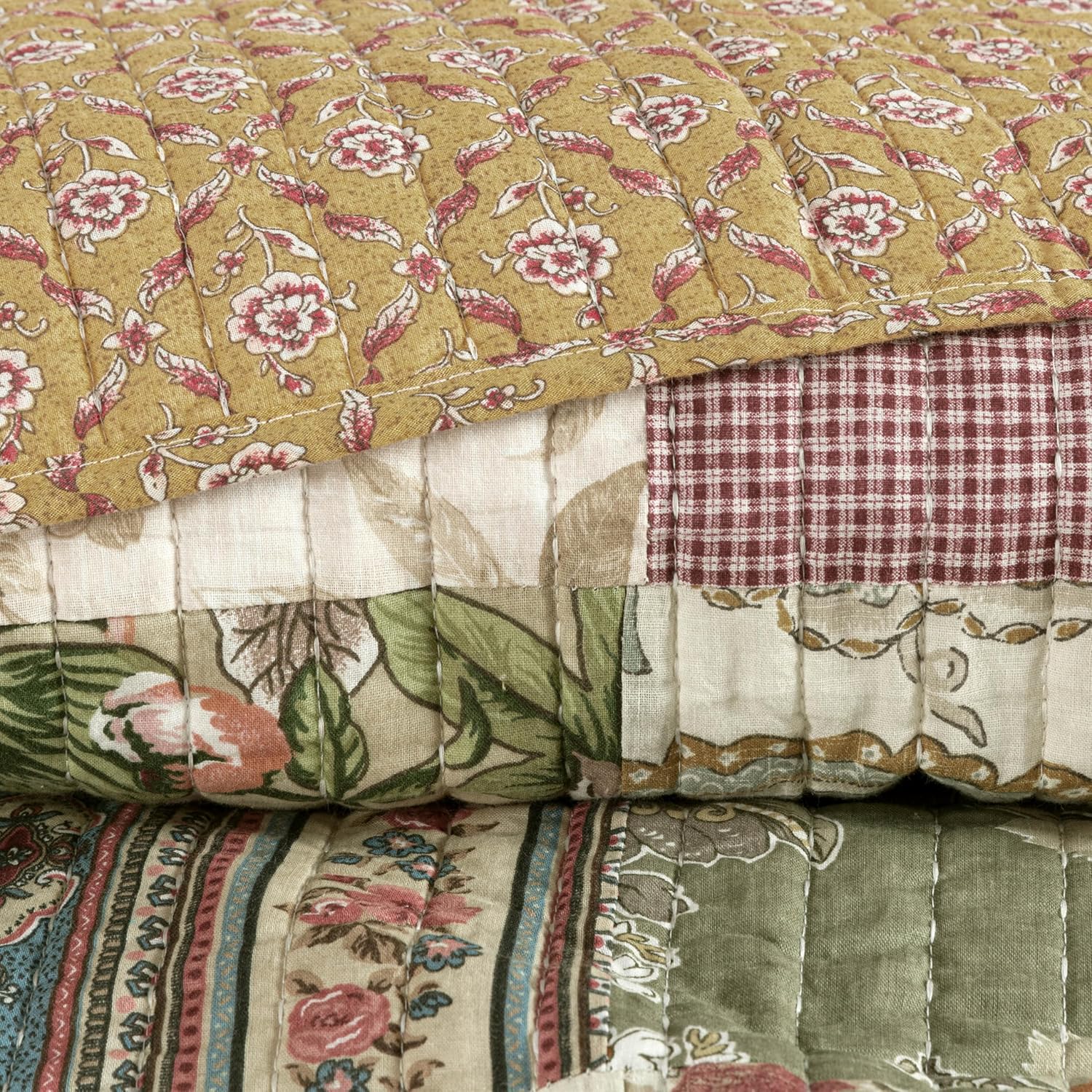 Chezmoi Collection Delaney 2-Piece Floral Patchwork Quilt Set Twin