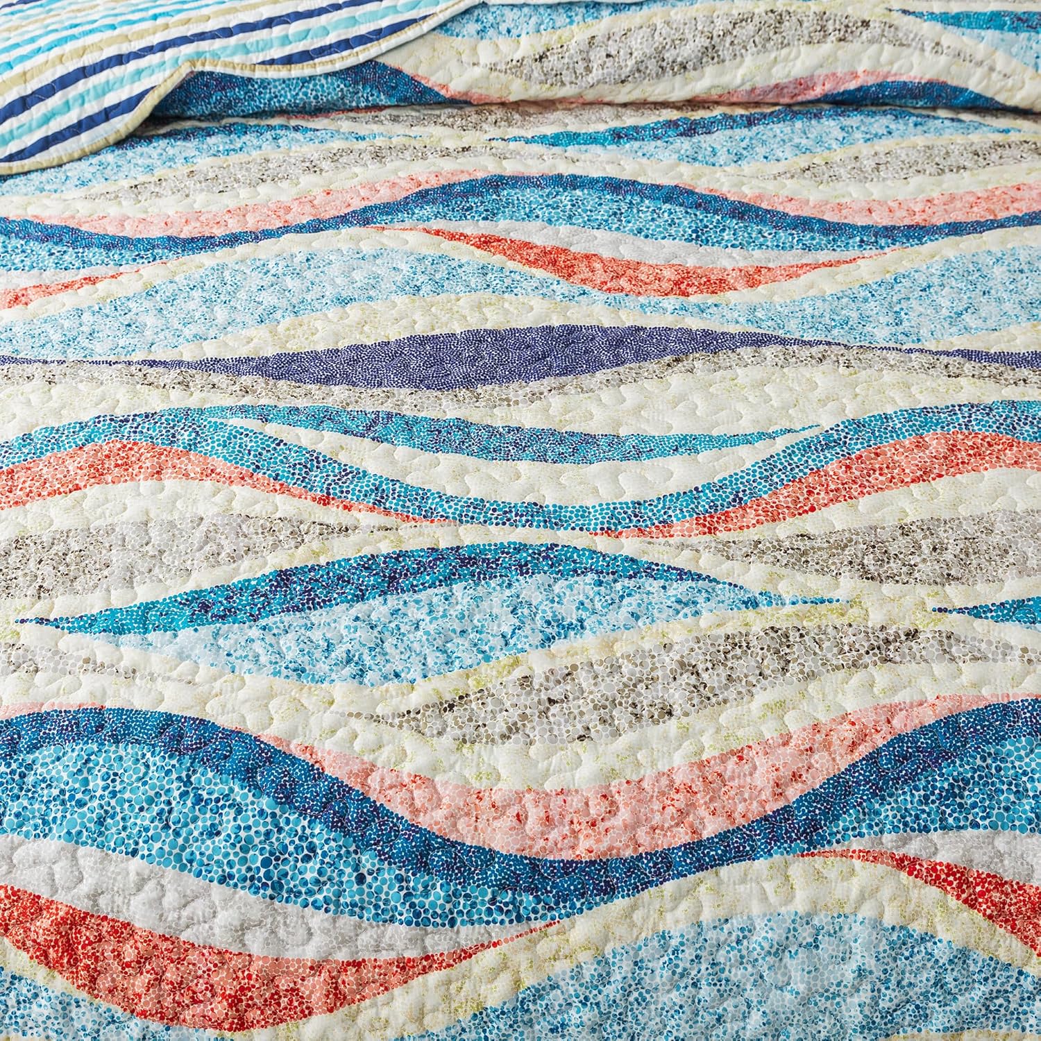 HoneiLife Oversized King Quilt Set 120x120 - Coastal Style 3 Piece